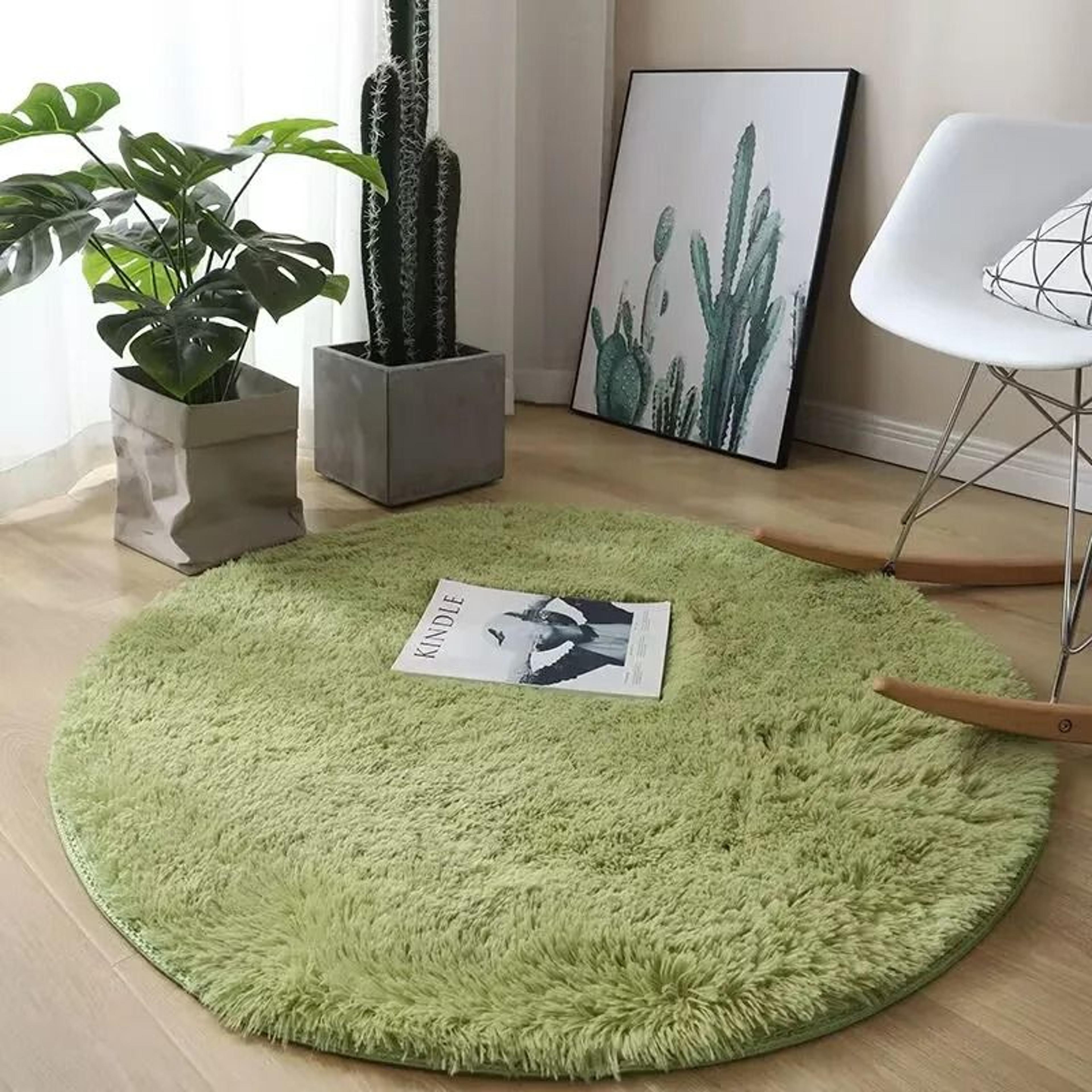 Plush Round Shag Carpet  UltraSoft Fluffy Floor Mat For Childrens Bedrooms  Modern Living Rooms 13