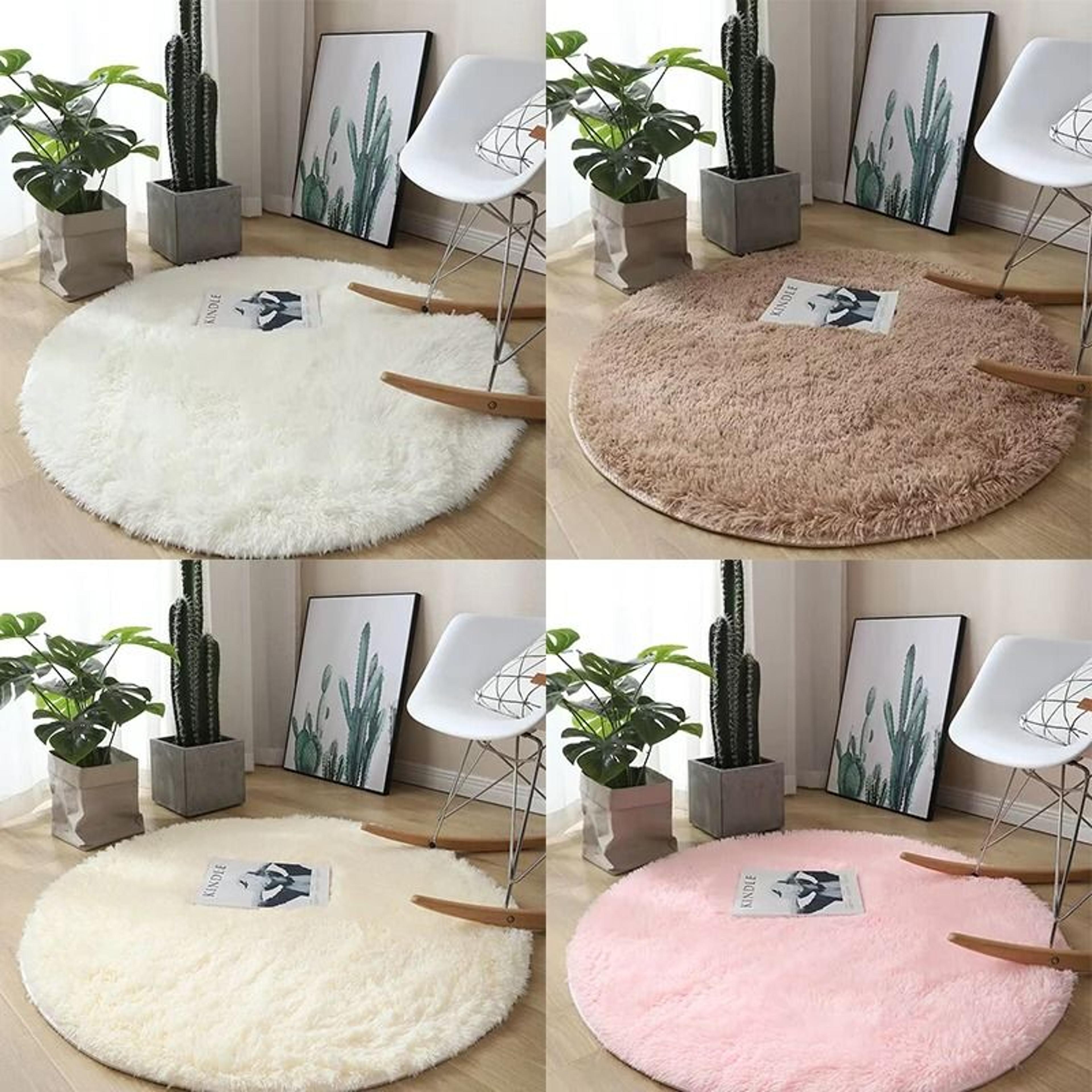 Plush Round Shag Carpet  UltraSoft Fluffy Floor Mat For Childrens Bedrooms  Modern Living Rooms 4