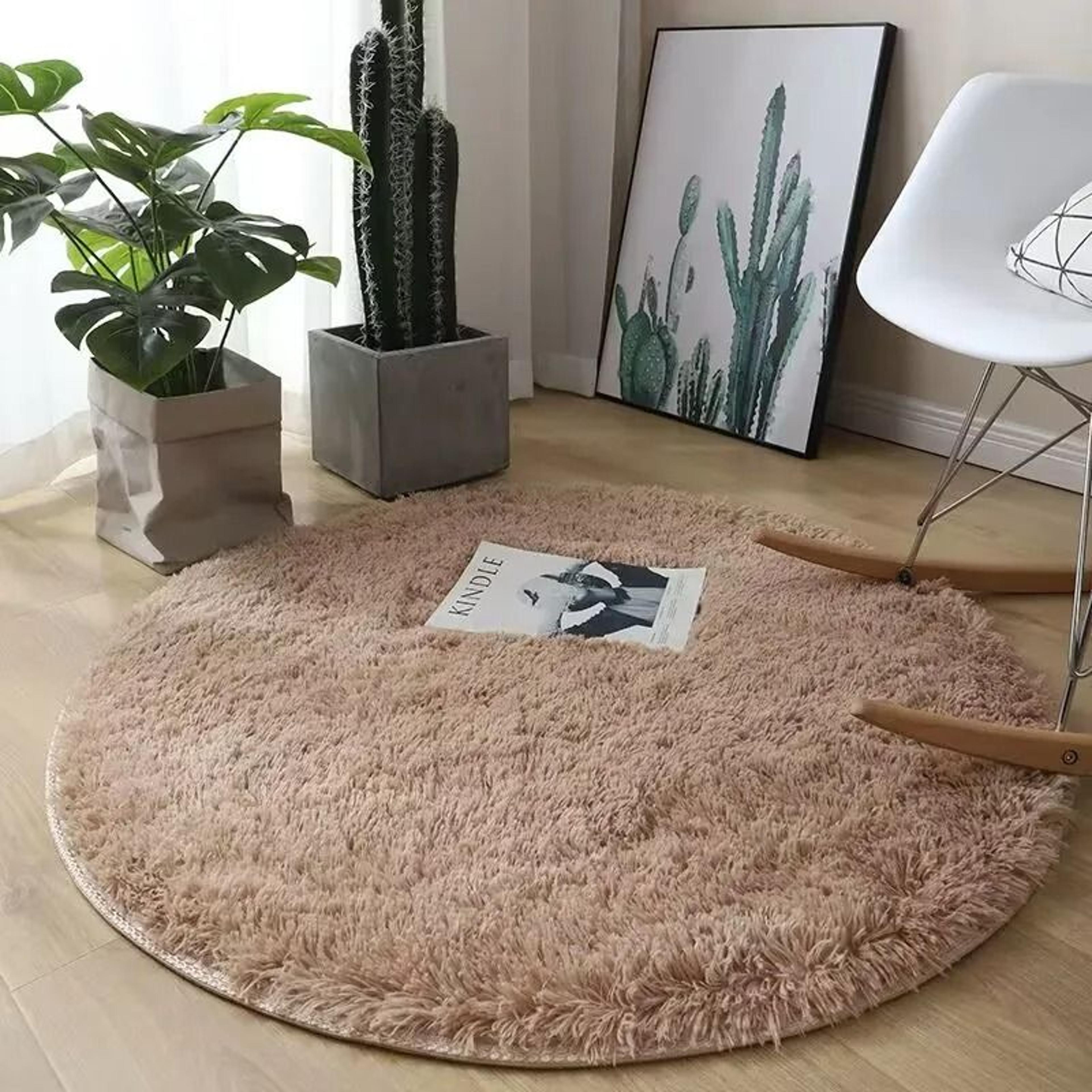 Plush Round Shag Carpet  UltraSoft Fluffy Floor Mat For Childrens Bedrooms  Modern Living Rooms 8