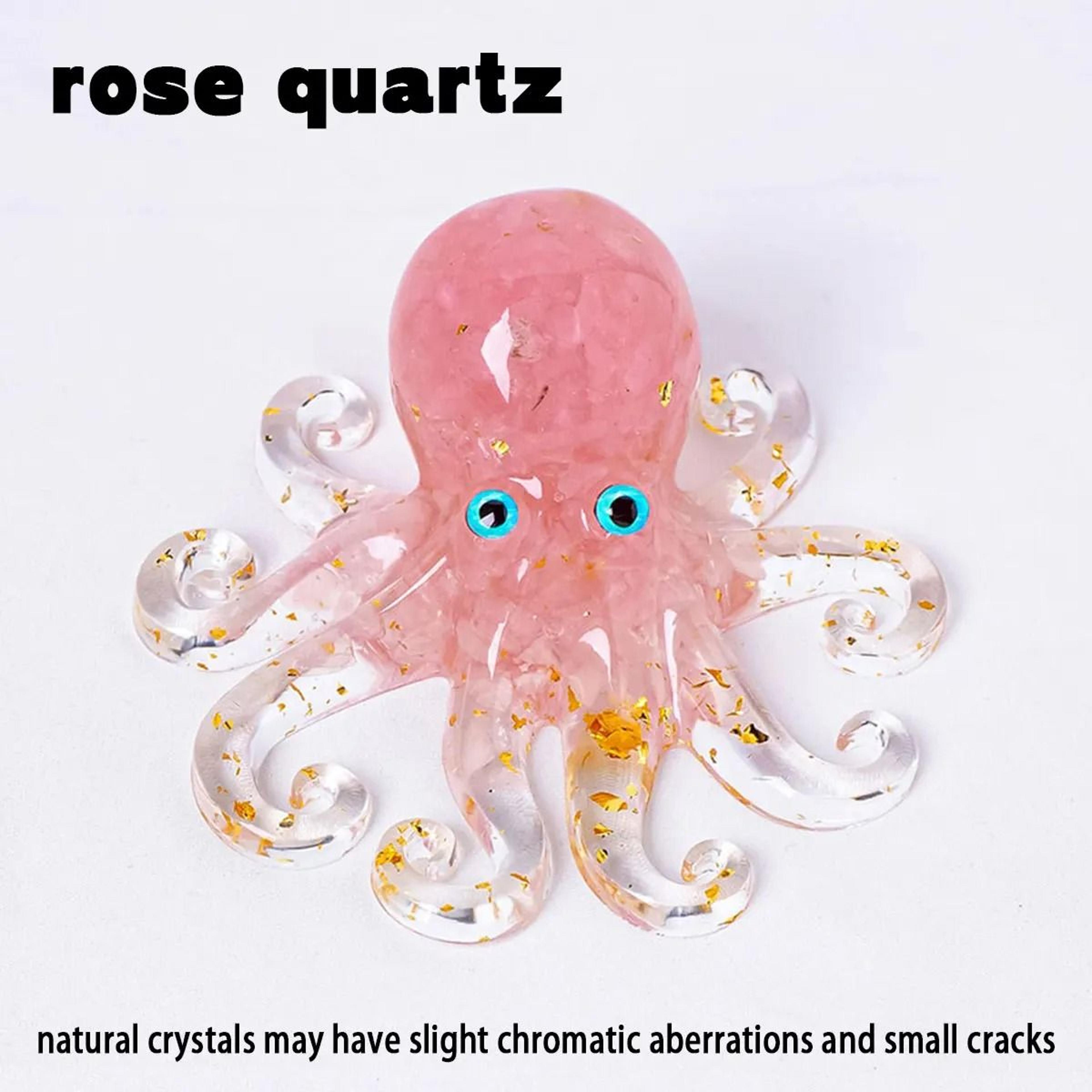 Natural Crystal Gravel Octopus Statue  Reiki Resin Stone Garden Ornament For Office  Home Decor 9