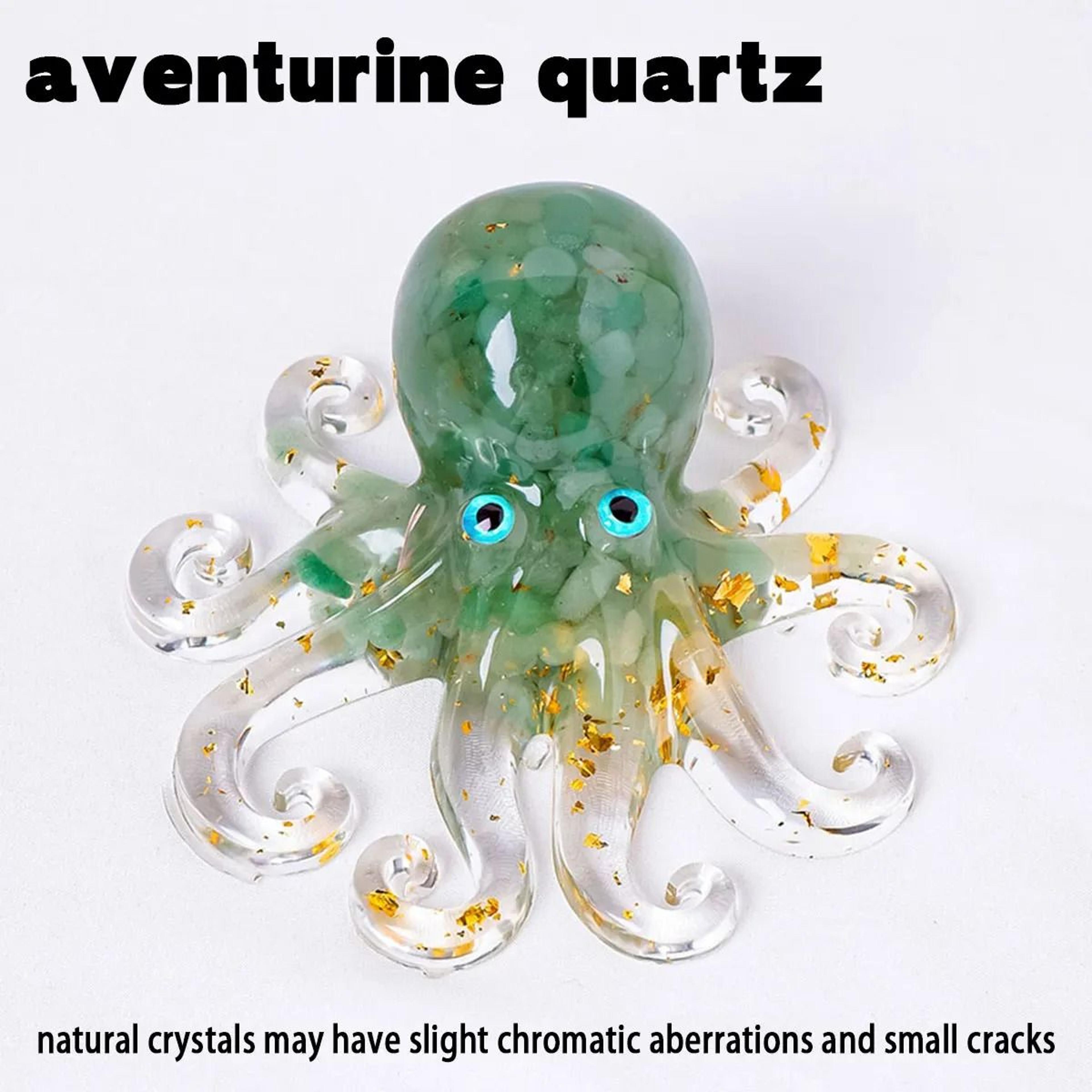 Natural Crystal Gravel Octopus Statue  Reiki Resin Stone Garden Ornament For Office  Home Decor 6