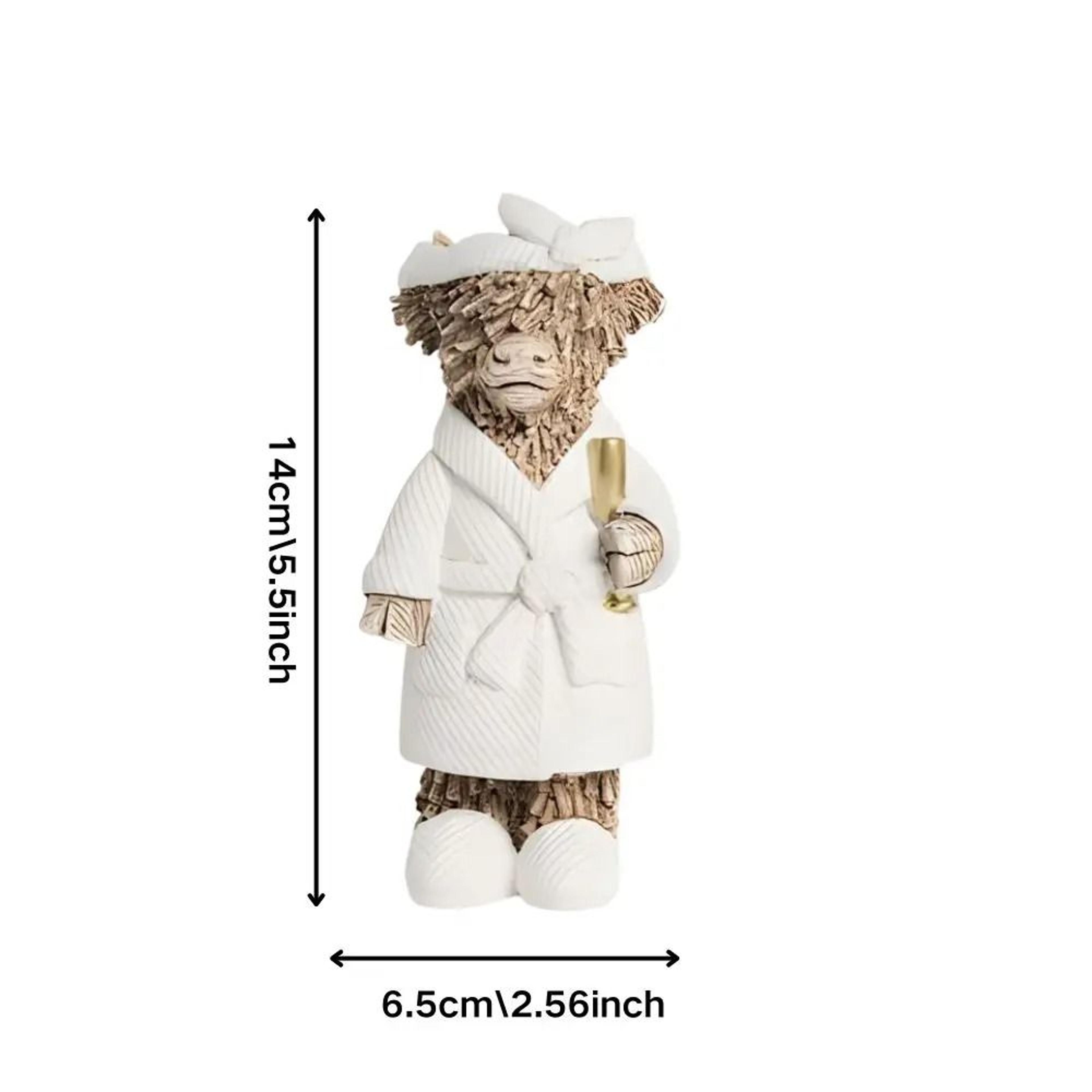 CountryStyle Highland Cow With Champagne Statue  Whimsical Resin Tabletop Decor For Thanksgiving Ch 2
