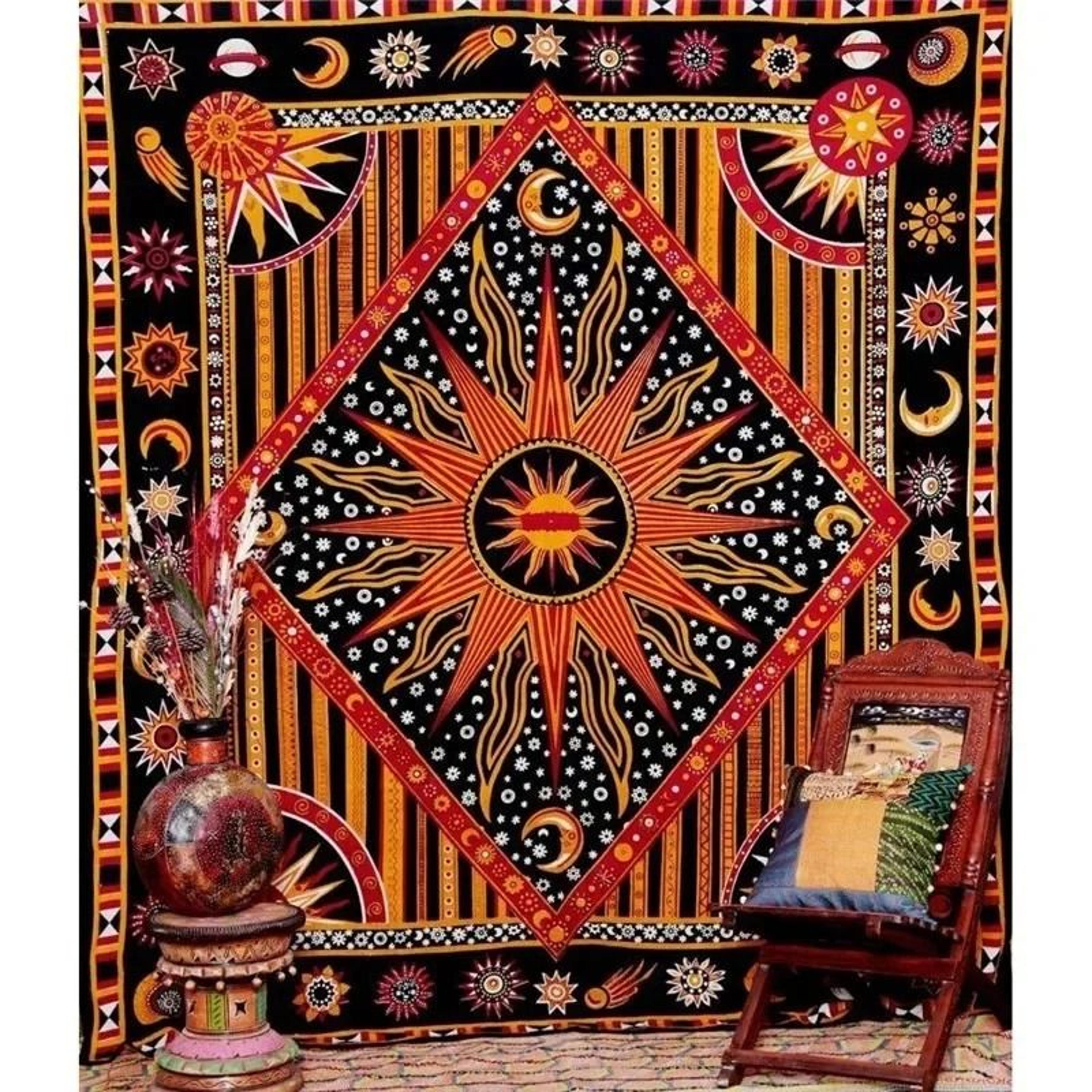 Indian Tarot  Mandala Divination Tapestry  Bohemian Hippie Wall Hanging For Bedroom Living Room  Ae 3