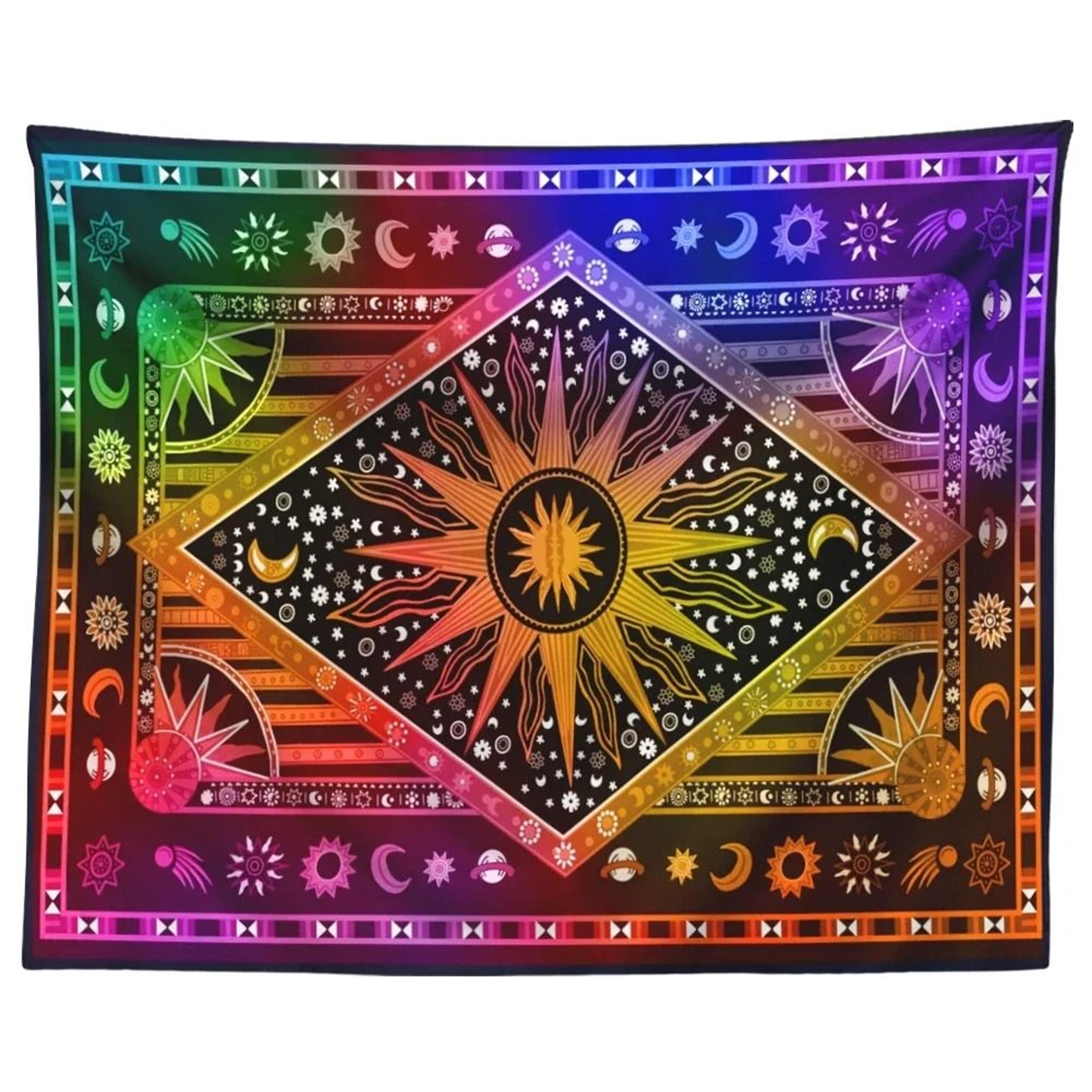 Indian Tarot  Mandala Divination Tapestry  Bohemian Hippie Wall Hanging For Bedroom Living Room  Ae 6