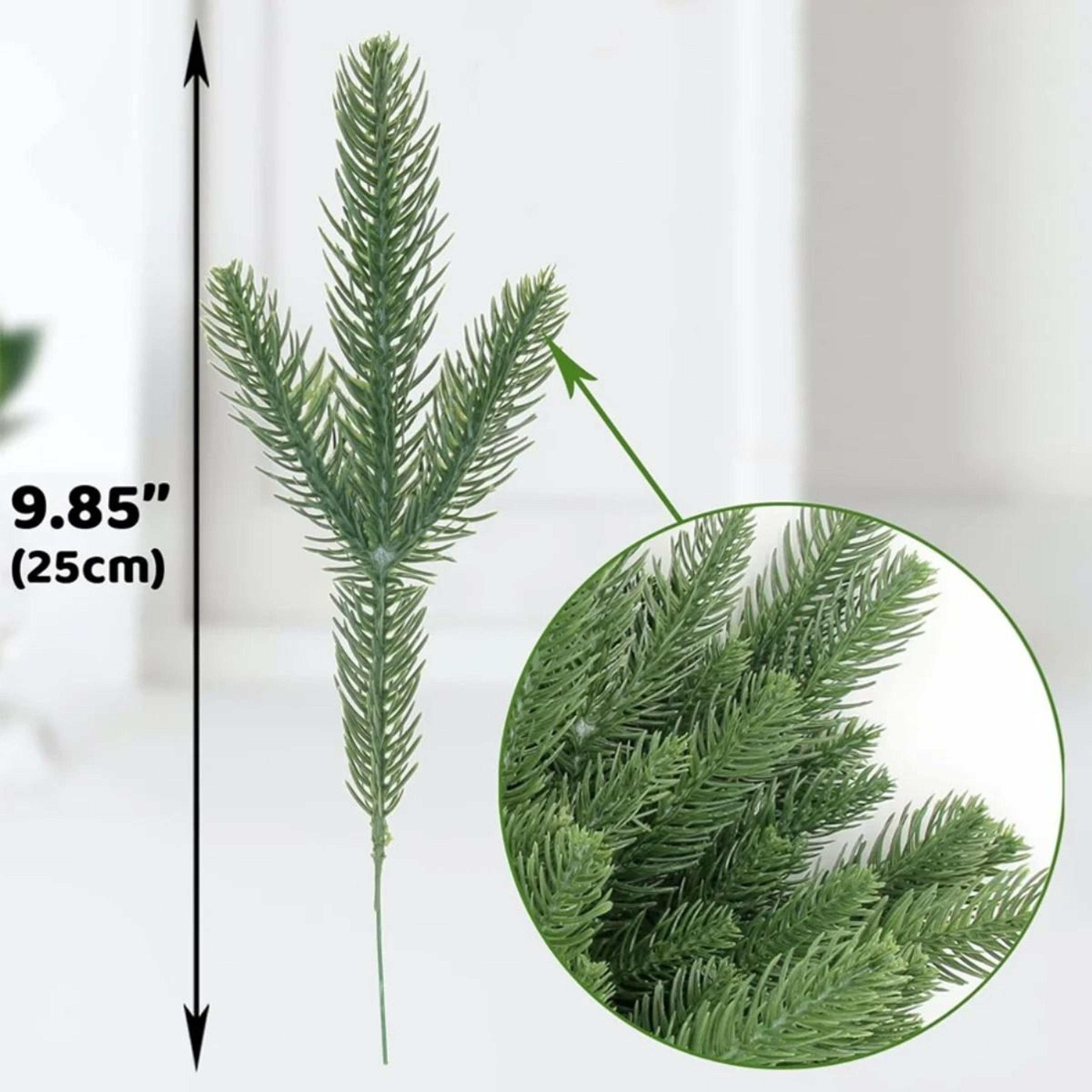 20Pcs Christmas Artificial Pine Needle Branches  Green Fake Pine Stems For DIY Garlands Home Party  3
