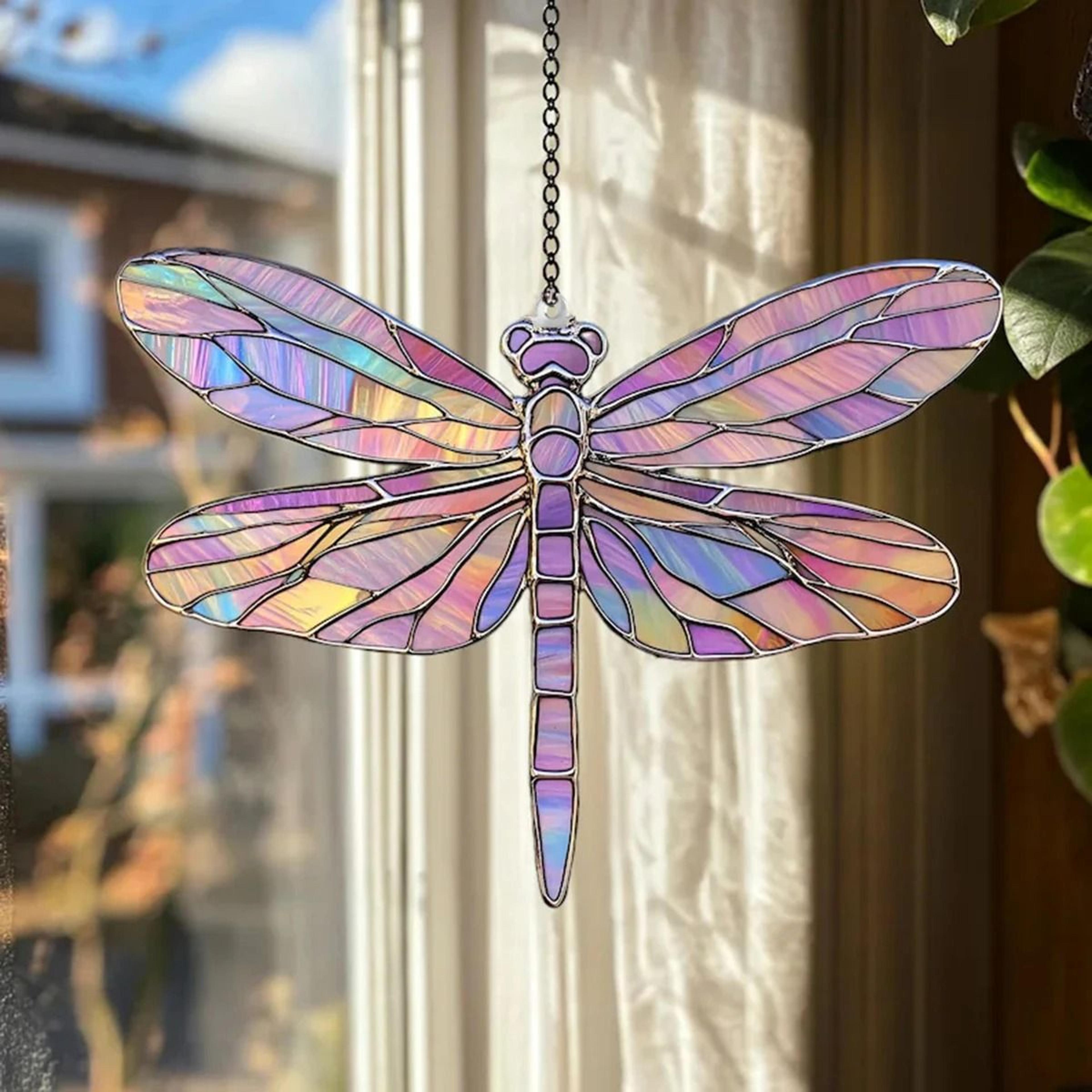 Acrylic Dragonfly Hanging Decor  Colorful Insect Suncatcher  Window Pendant For Bedroom Living Room 2