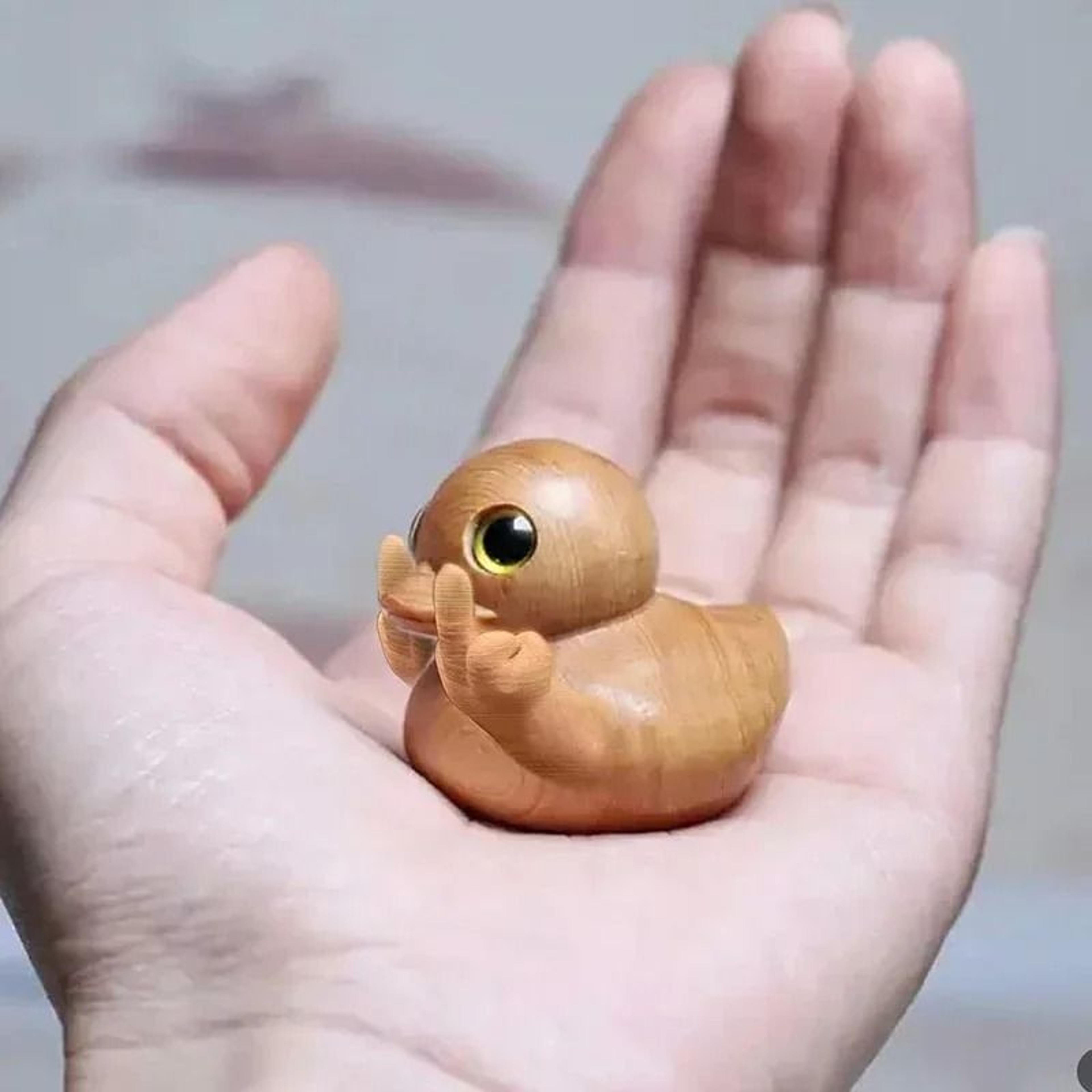 Funny Middle Finger Duck Handmade Wooden Statue  Bold  Witty Mini Duck Figurine For Home  Office 1