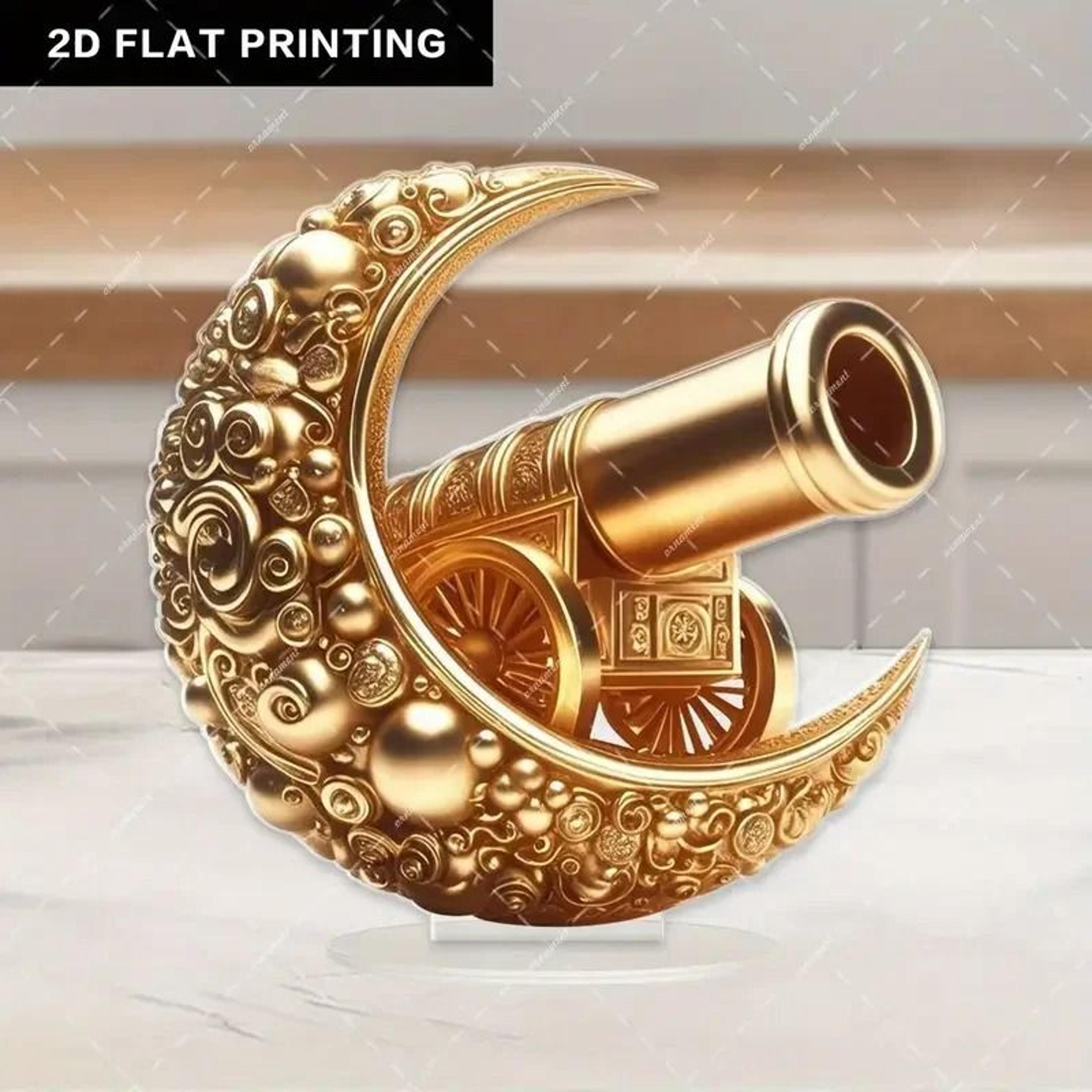 Acrylic Moon  Turret Silhouette Ornament  2D Desktop Decor With Flower Star  Lantern Accents For Ho 8