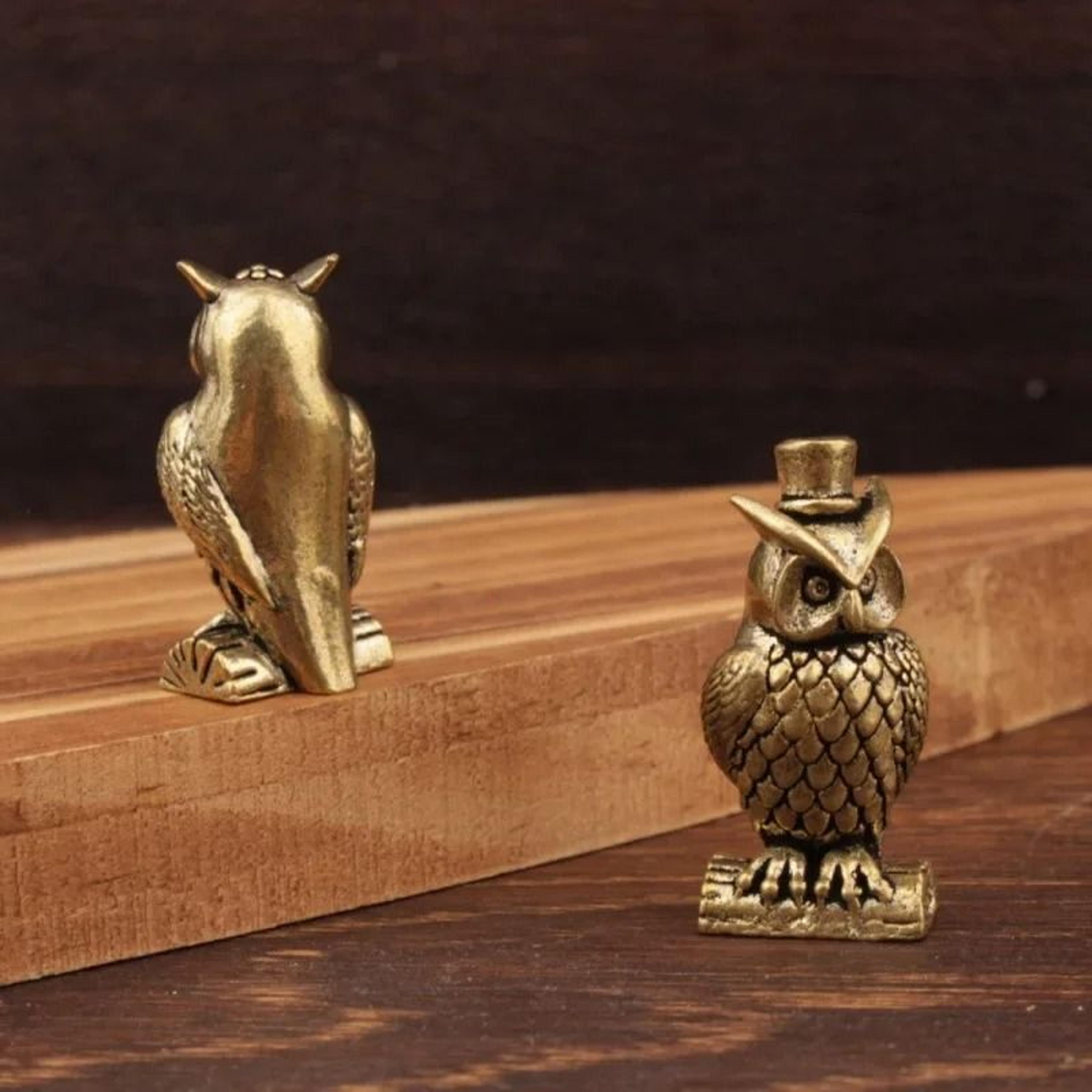 Artisanal Brass Owl Ornament  Handmade Boho Decorative Figurine For Modern Desks  Luxury Home Sanct 1