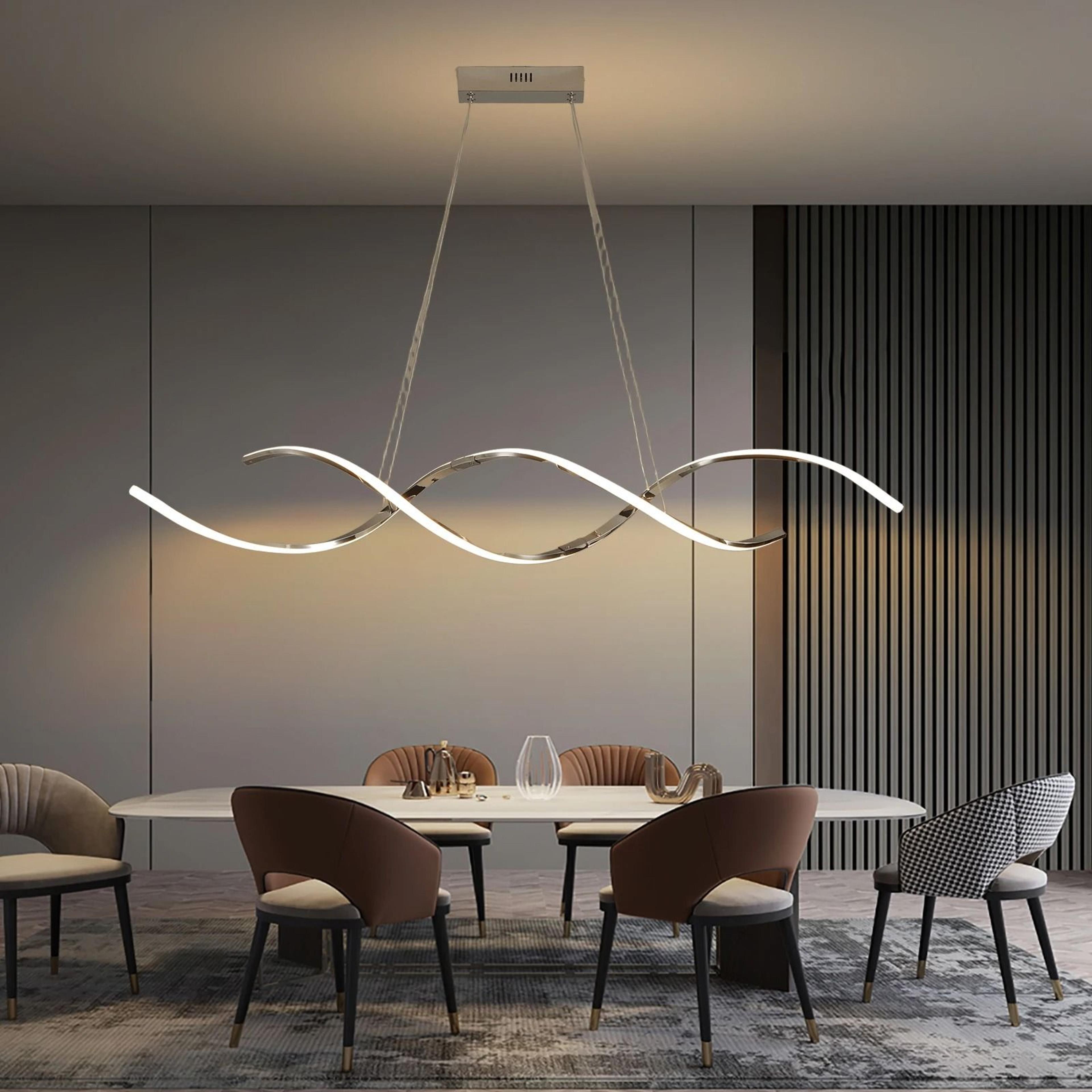 Modern Minimalist Linear Chandelier  HighDefinition LED Pendant Lighting For Dining Rooms Kitchen I 4