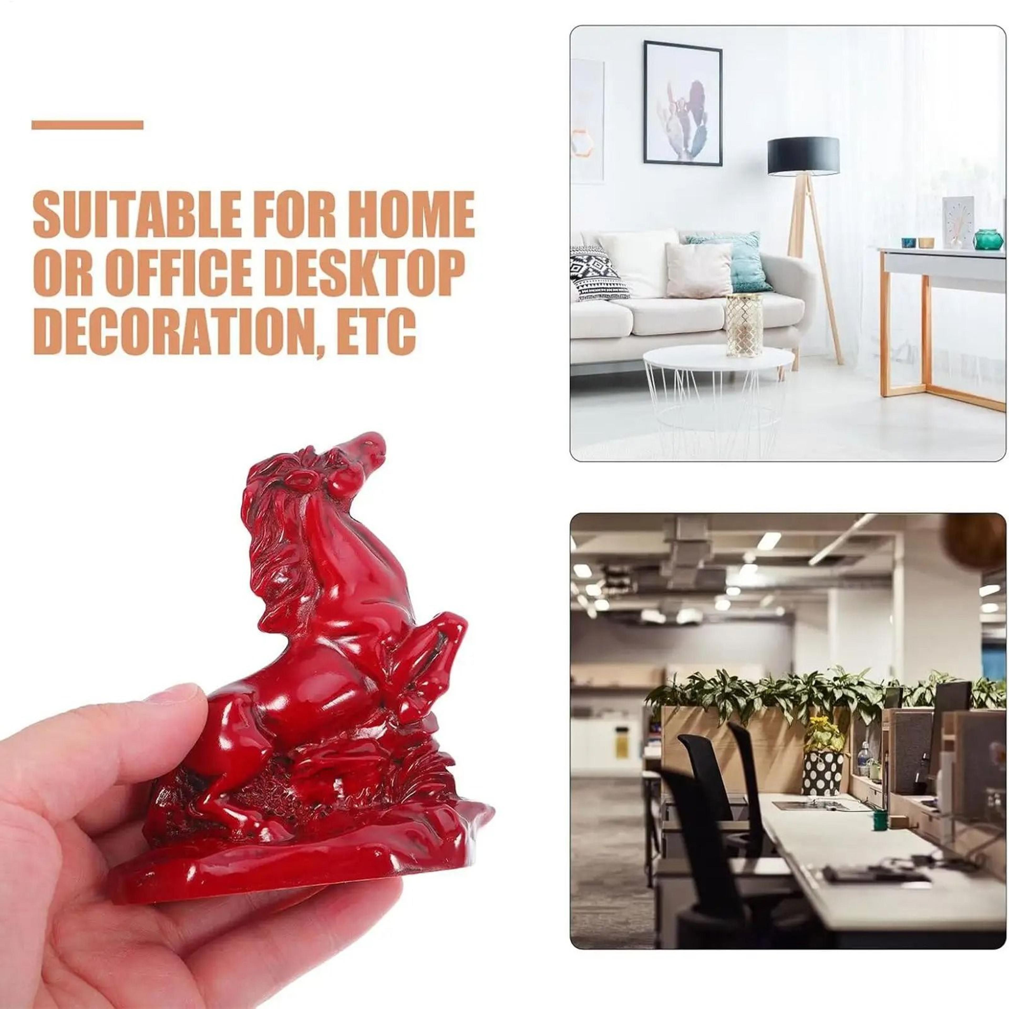 2026 Chinese Red Horse Statue  Success Resin Figurine For Office Desks  Feng Shui Wealth Ornaments 4