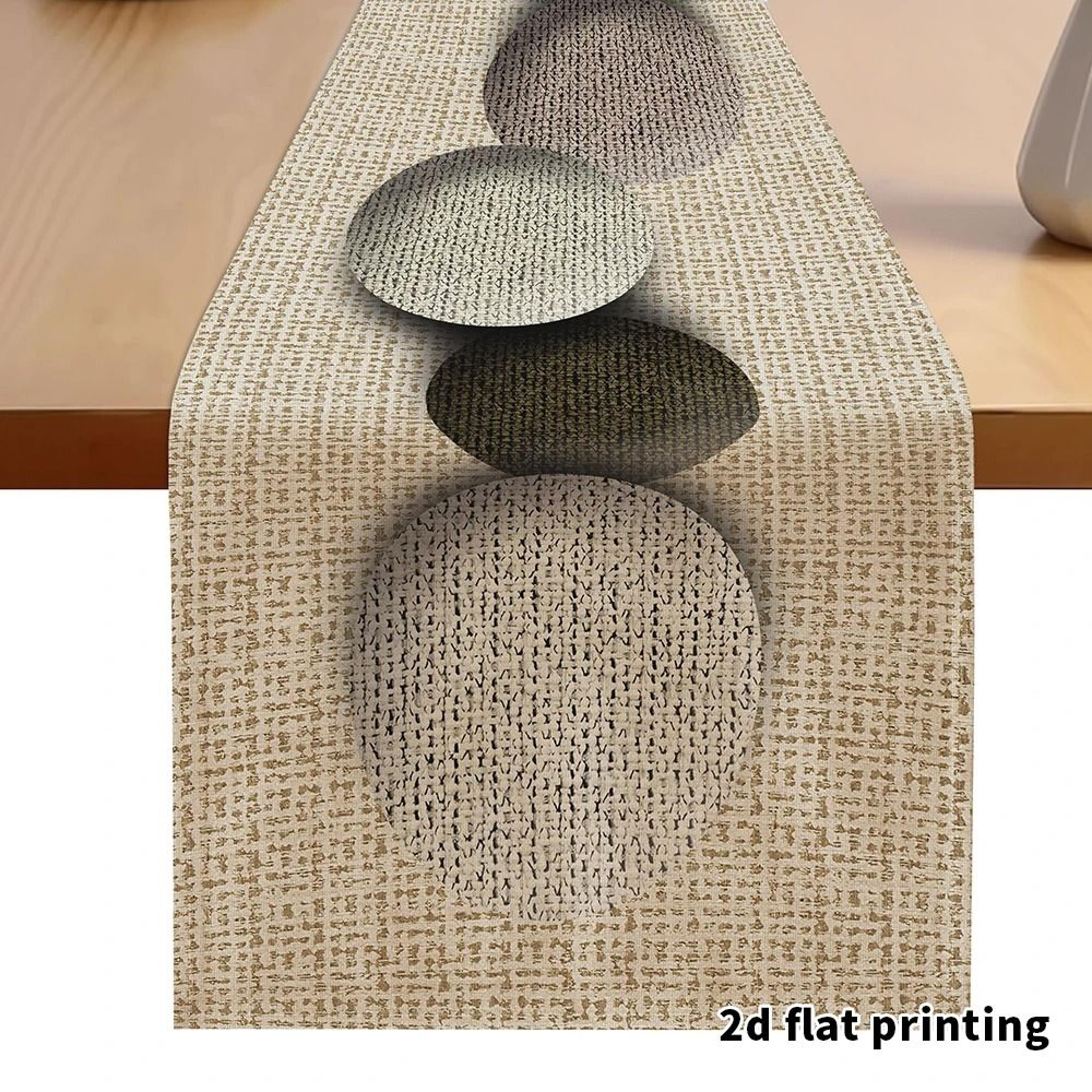 pebble pattern textured table runner – earth-toned neutral fabric for modern minimalist dining & home decor