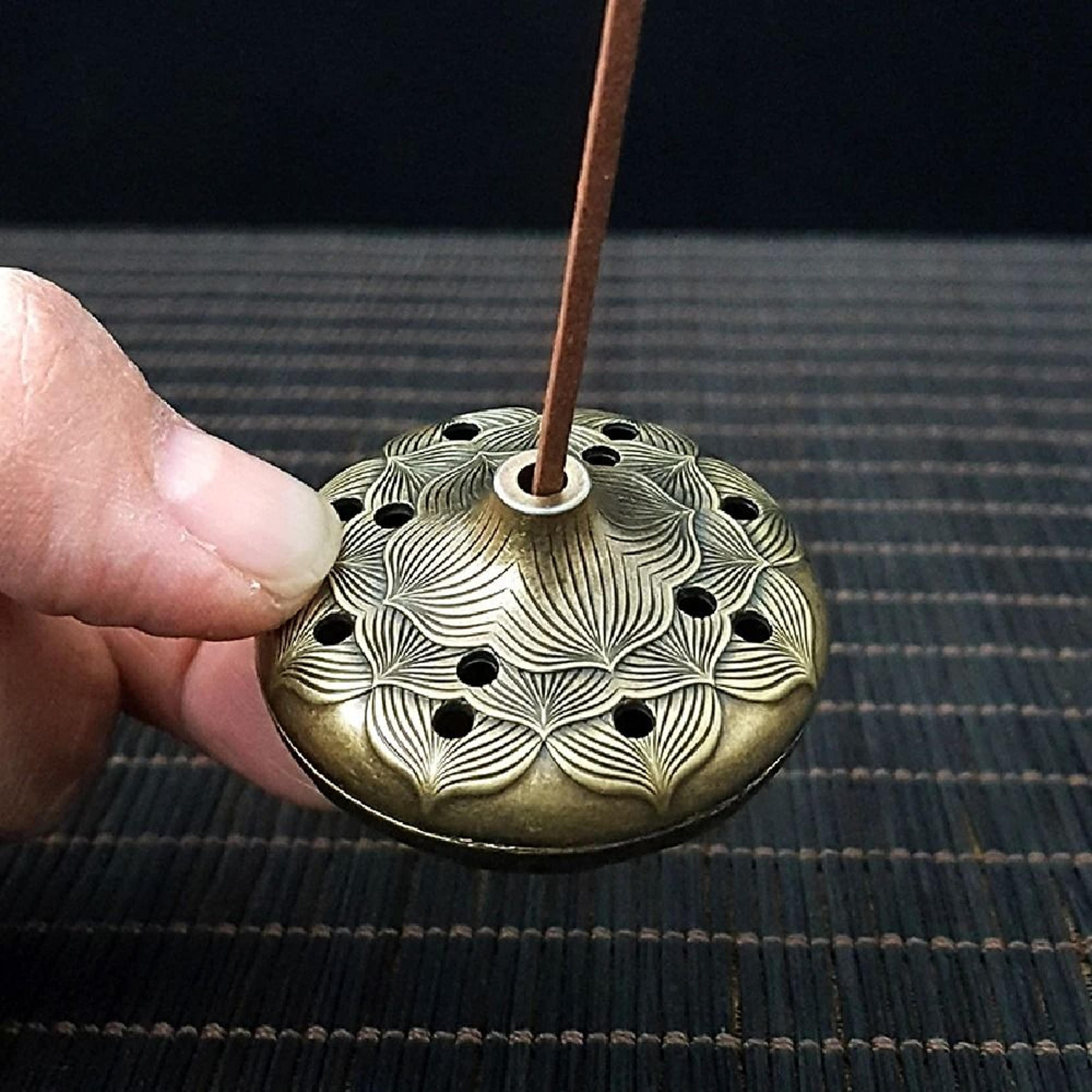 Antique Brass Pocket Hollow Incense Burner  Dragon  Phoenix Ancient Chinese Tea Table Decor 4