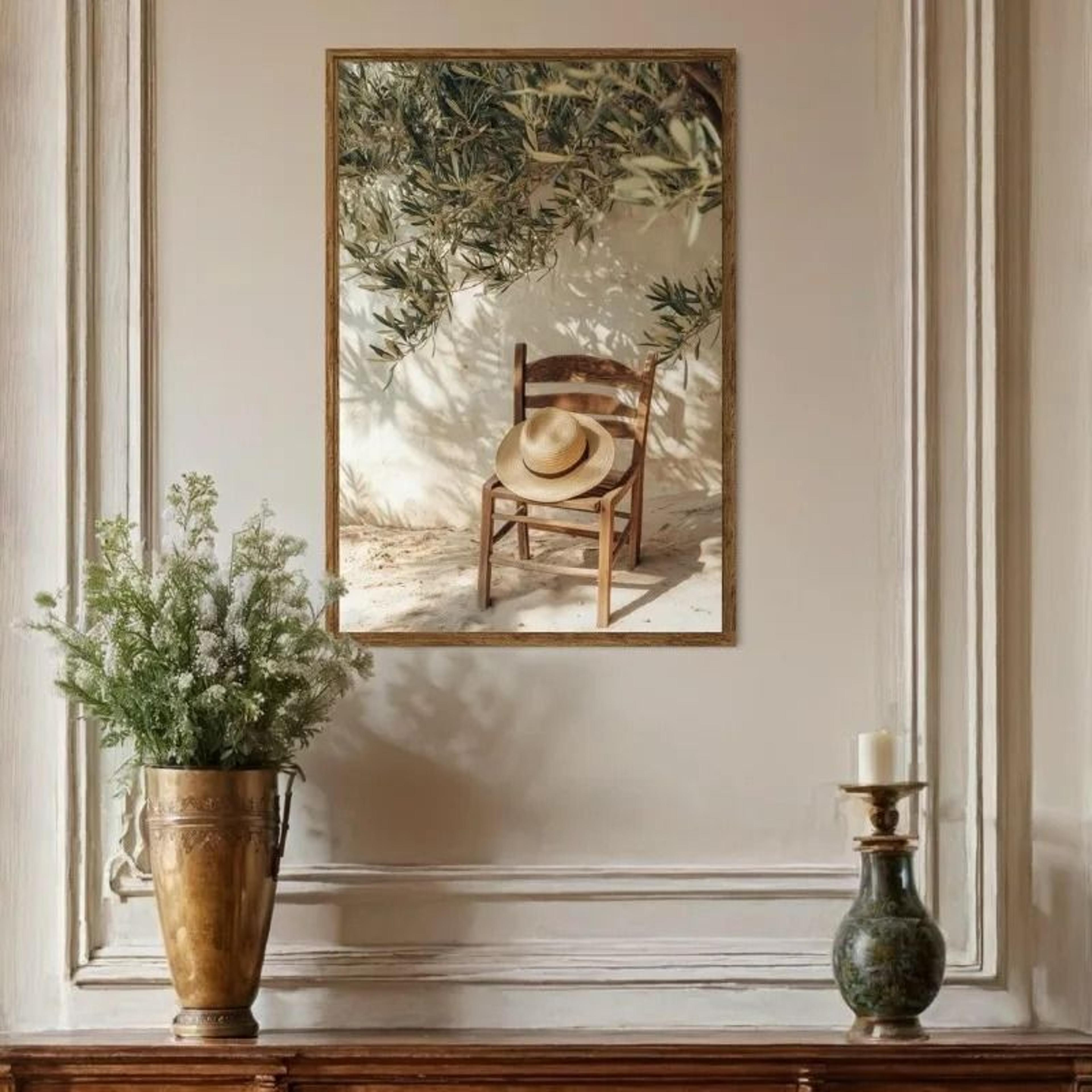 Mediterranean Minimalist Olive Tree  Pottery Canvas Art 3