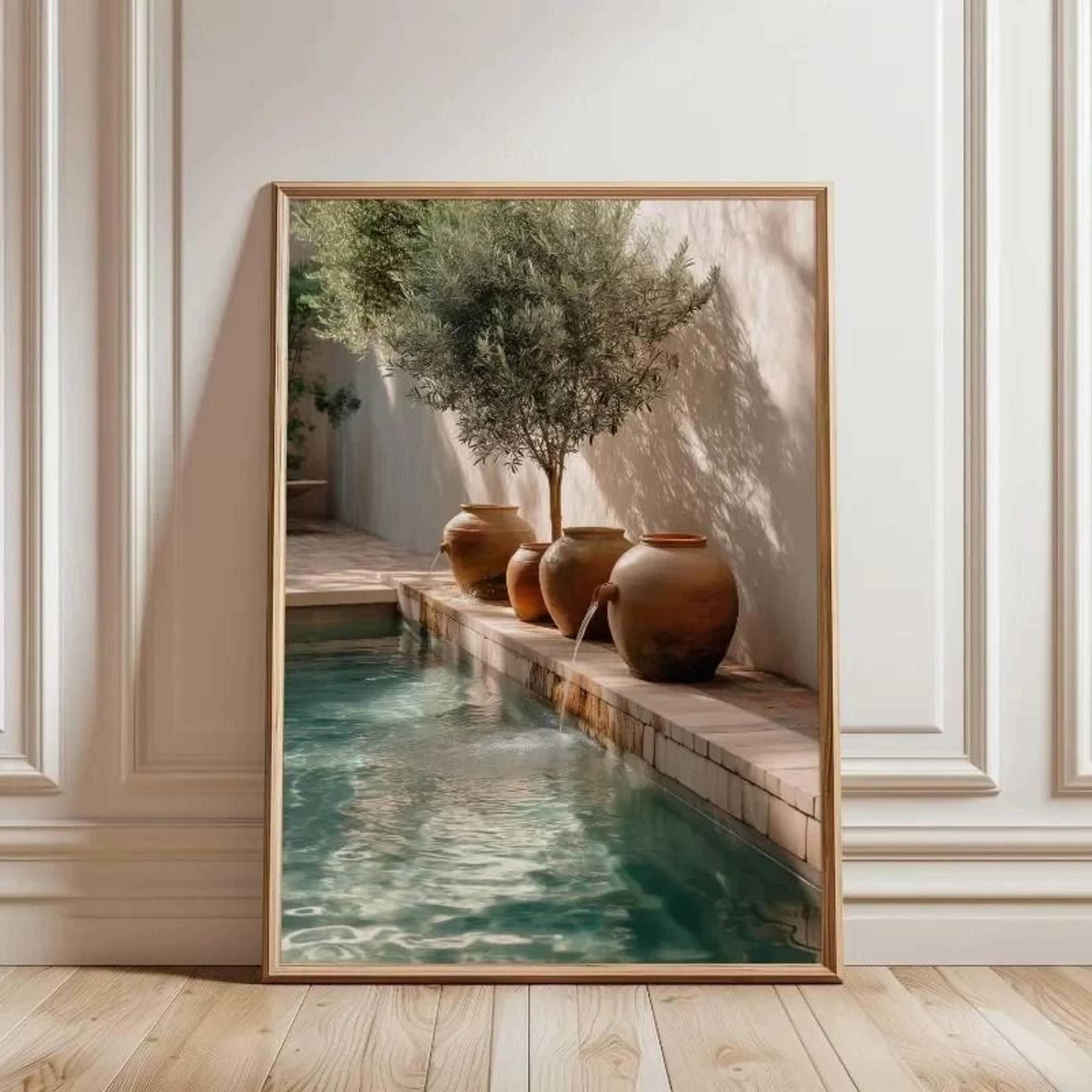 Mediterranean Minimalist Olive Tree  Pottery Canvas Art 20