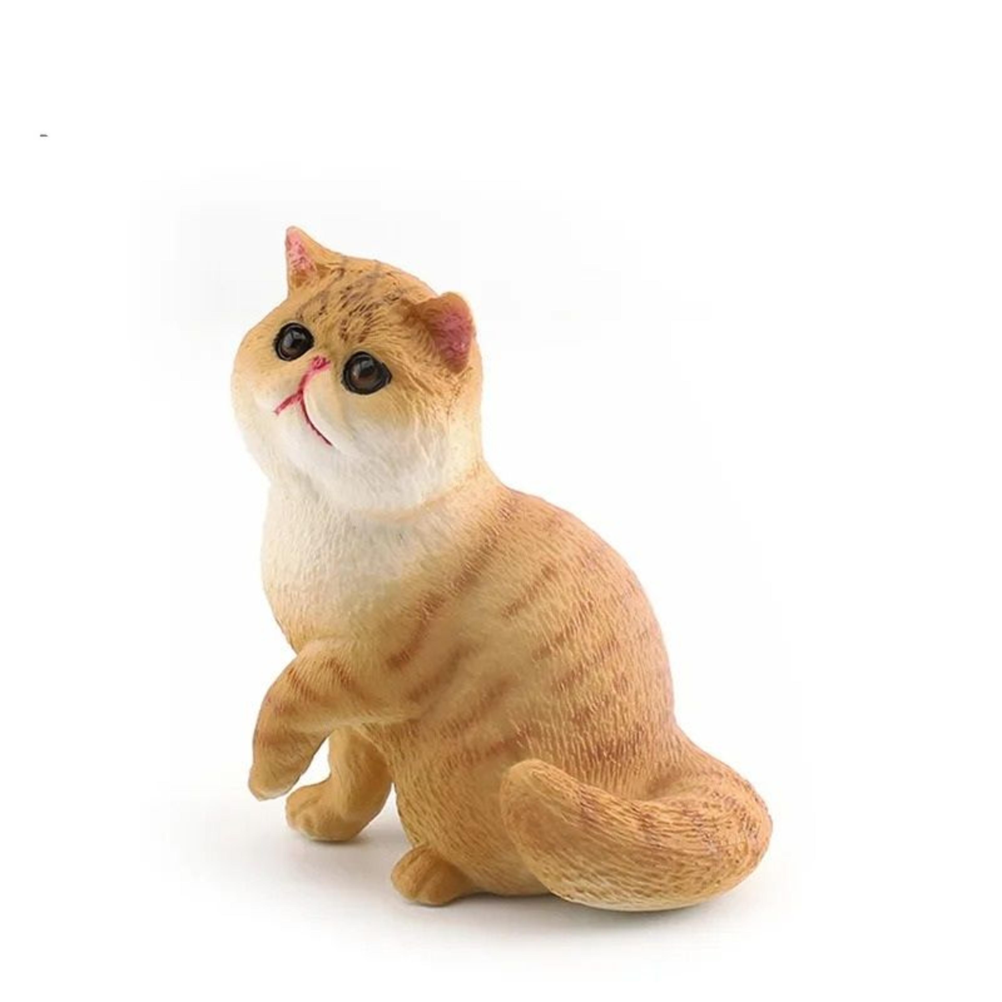 Feline Narrative Sculpture  HighDefinition Lying Orange Cat Architectural Ornament 17