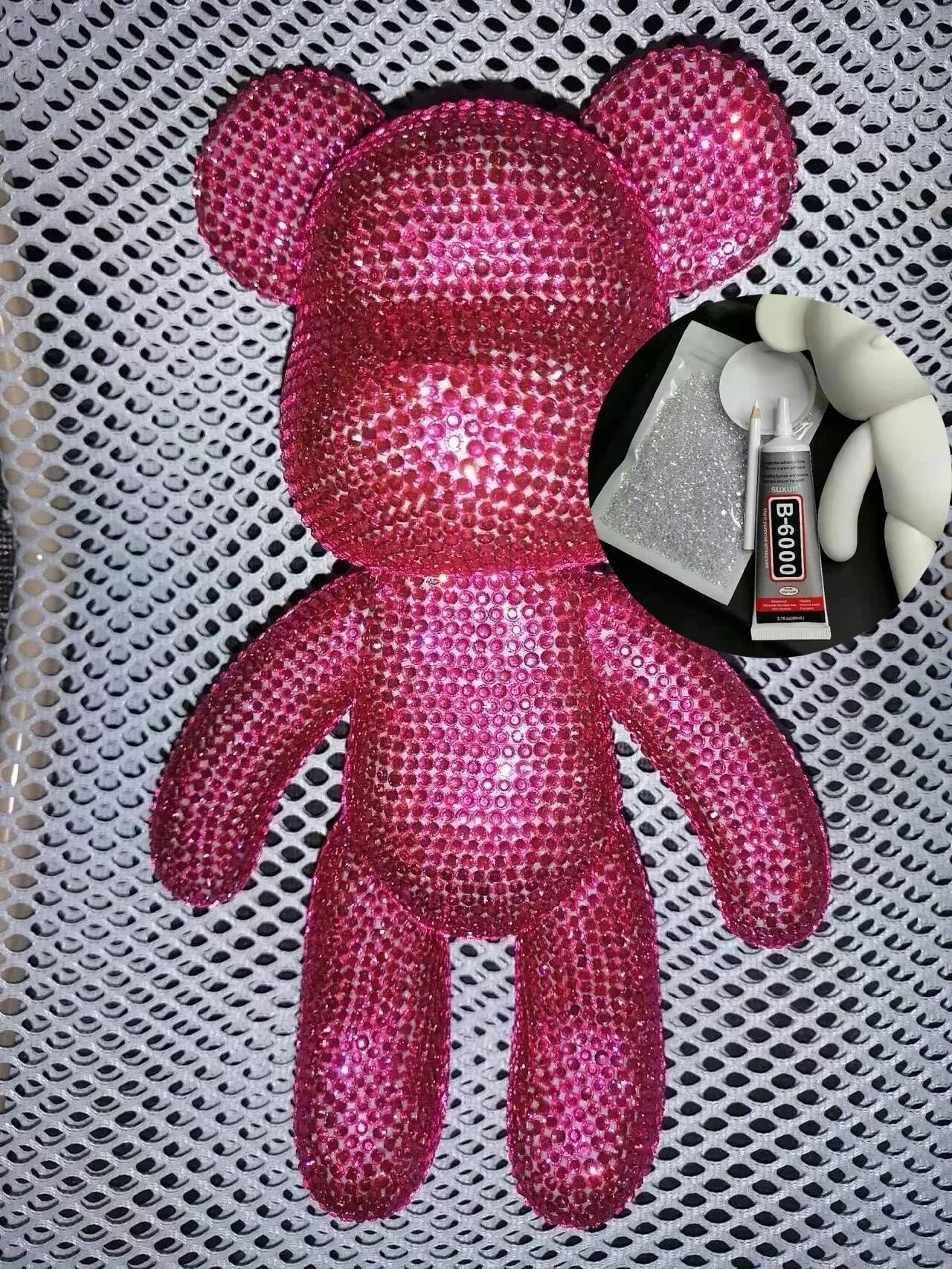 Crystalline Narrative Sculpture  HighDefinition Rhinestone Bear Architectural Ornament 9