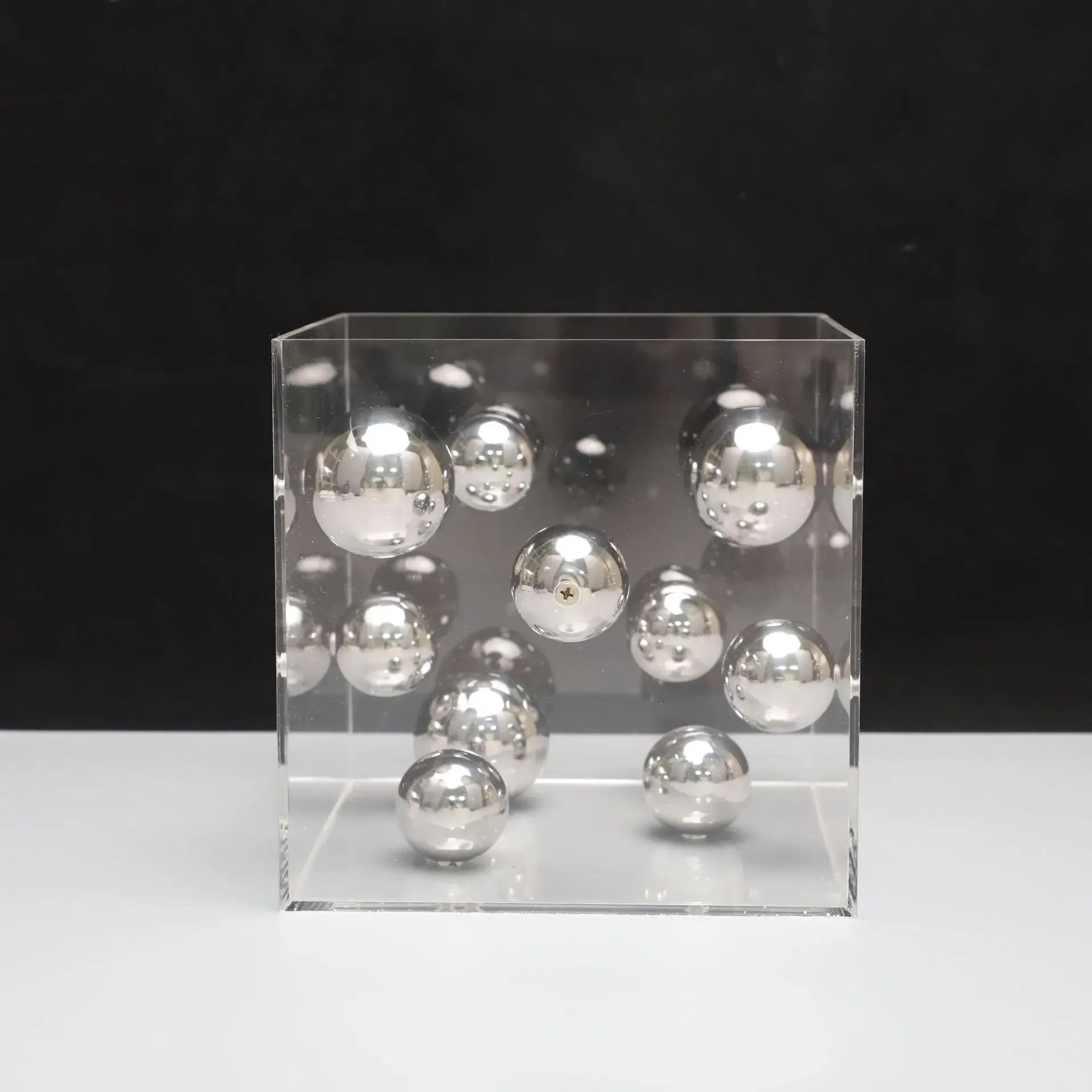 Modern Geometric Metal Ball In Acrylic Box  Minimalist Luxury Tabletop Decor For Home And Office 7