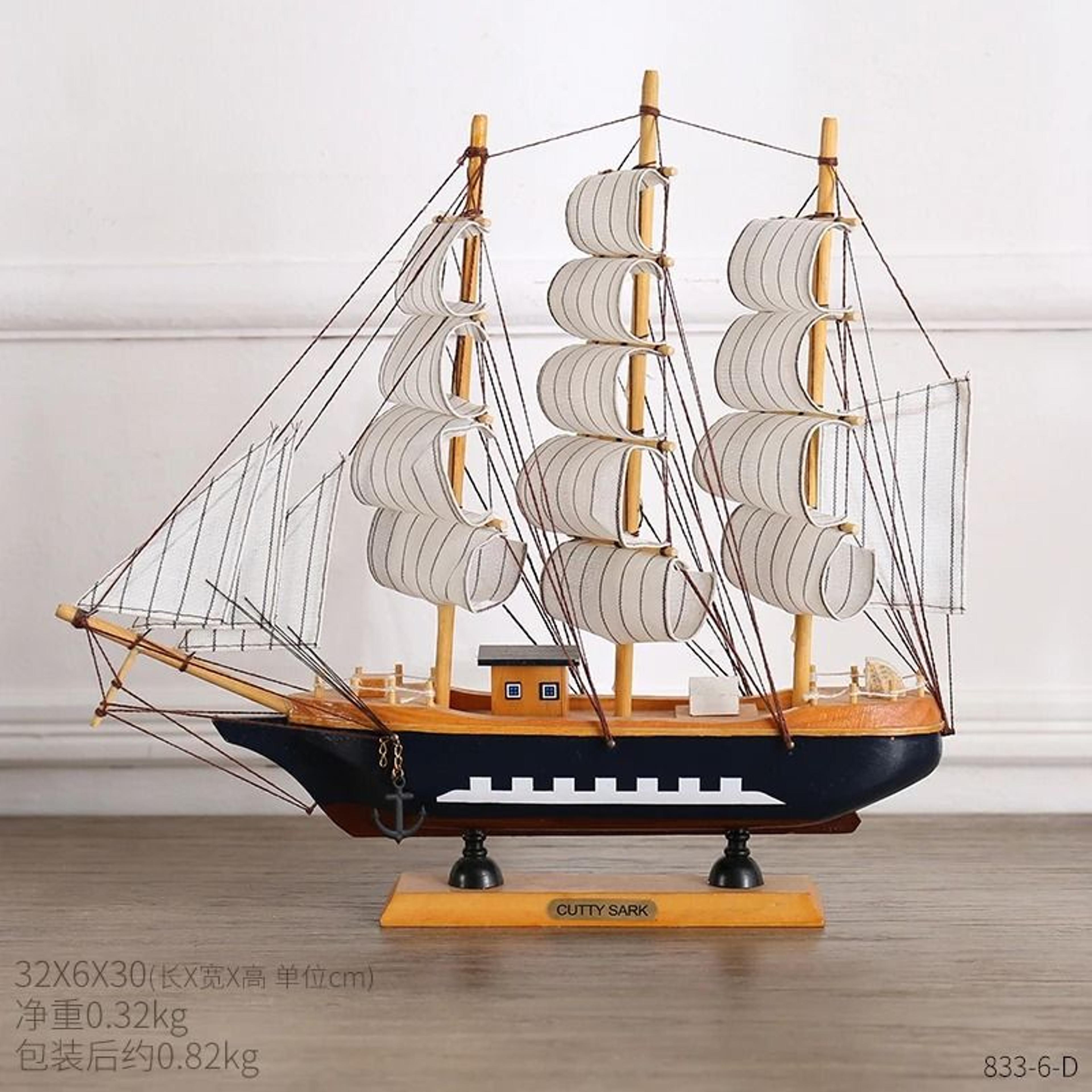 Vintage Wooden Sailboat Model  Mediterranean Style Nautical Home Decor And Creative Room Ornament 17