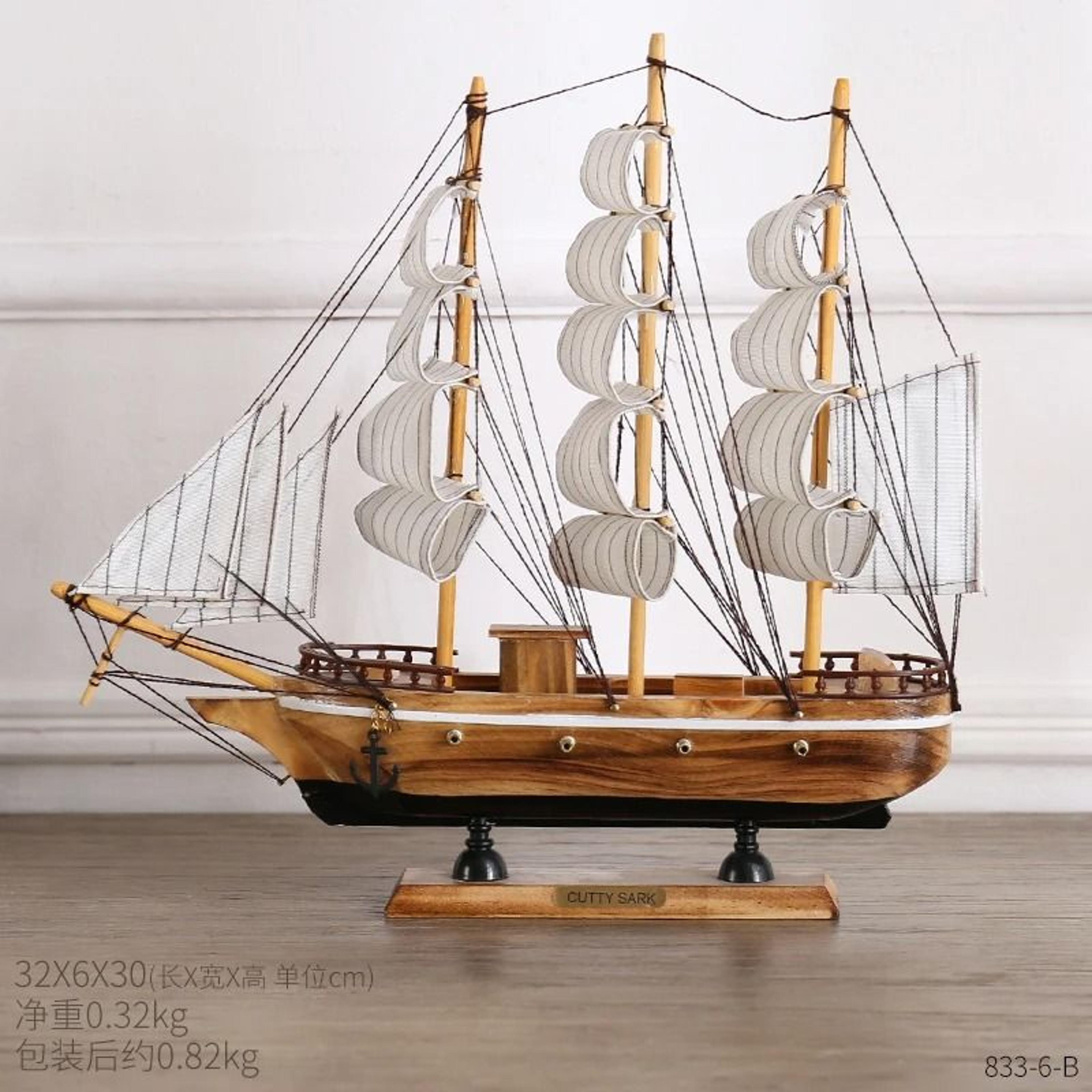 Vintage Wooden Sailboat Model  Mediterranean Style Nautical Home Decor And Creative Room Ornament 18