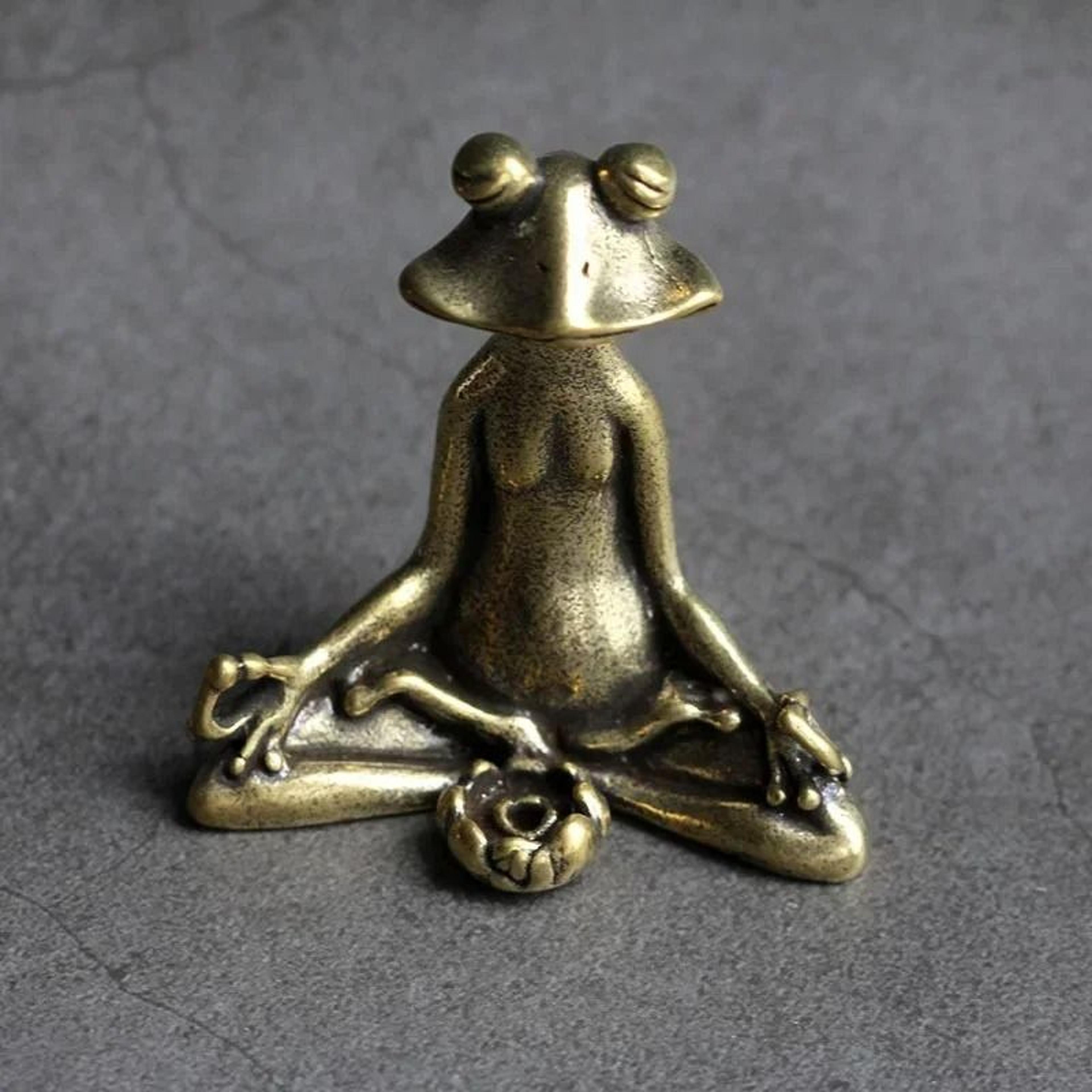 Retro Solid Copper Zen Frog Incense Holder 2