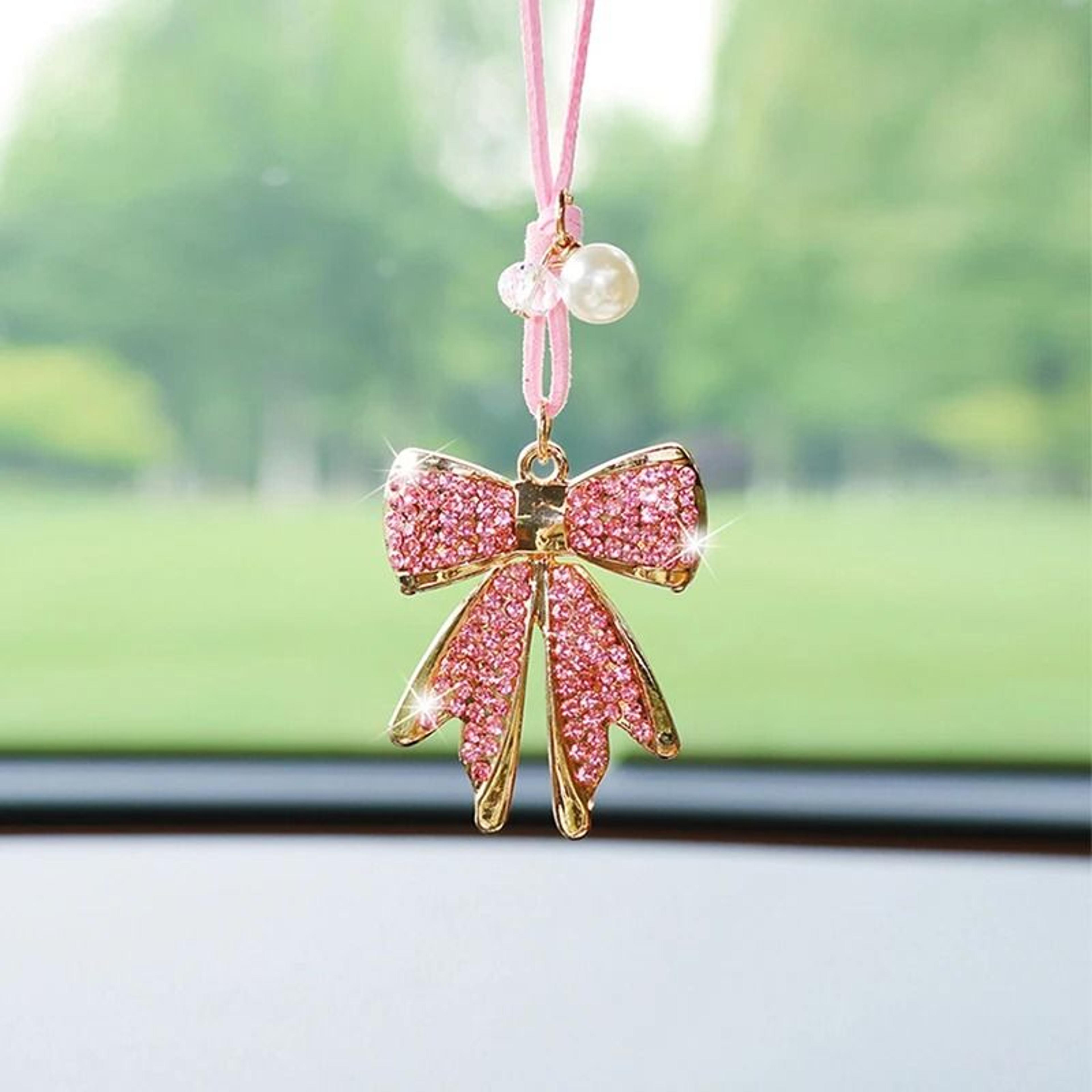 Luxury DiamondEncrusted Bowtie Rearview Mirror Pendant 2