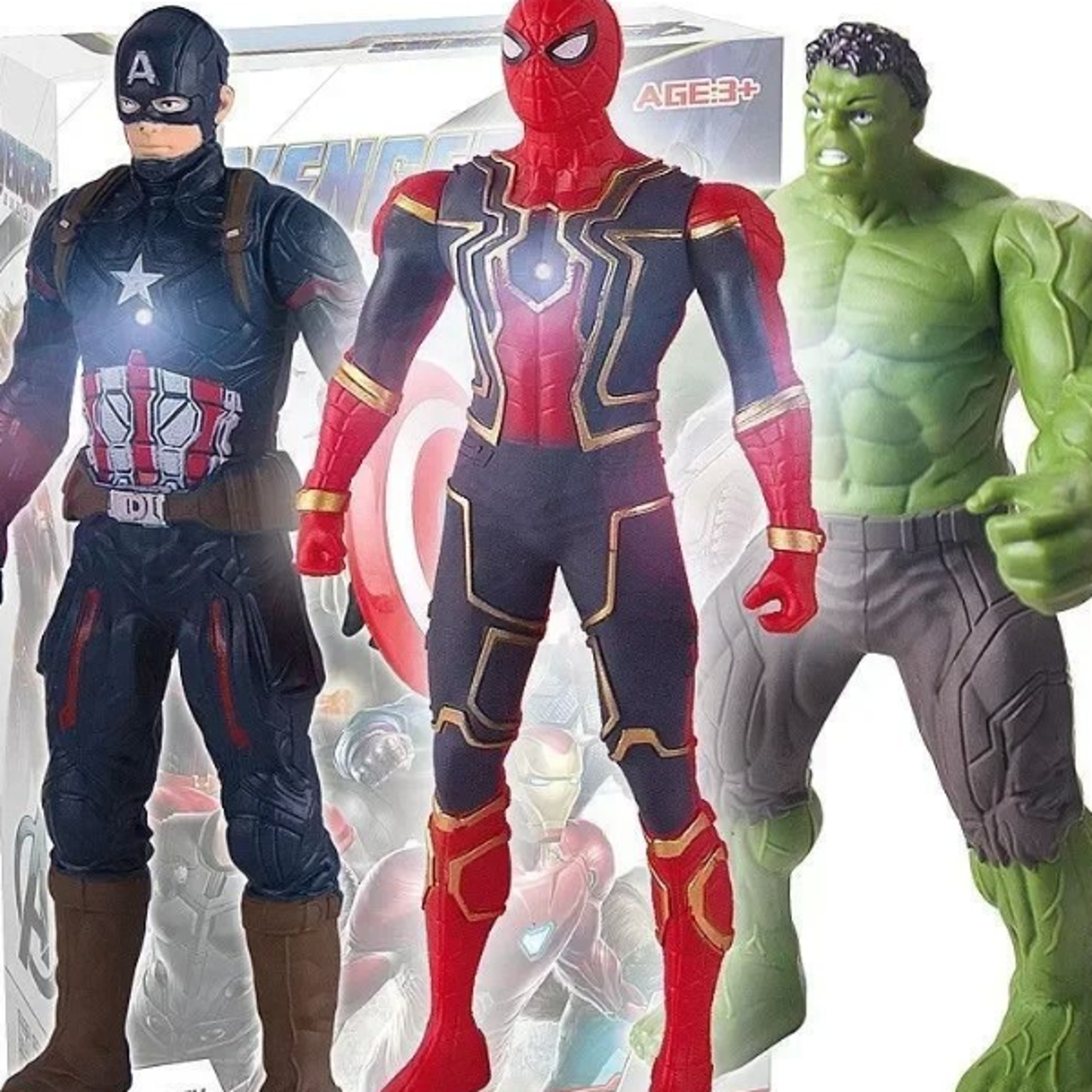 light up superhero action figure toy with poseable joints for kids
