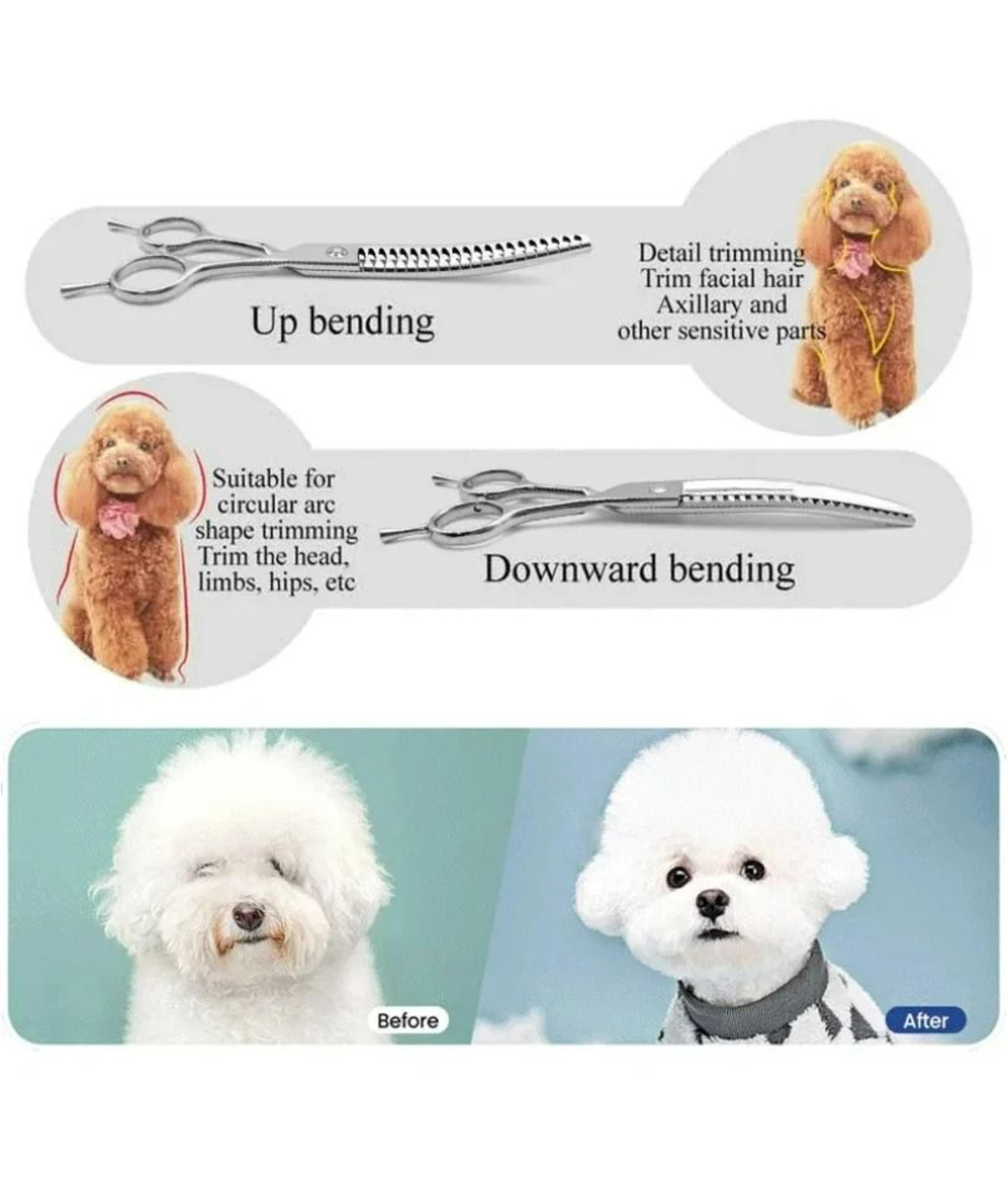 7Inch Precision Grooming Shears  Curved Chunking  Thinning Scissors For Dogs  Cats 3