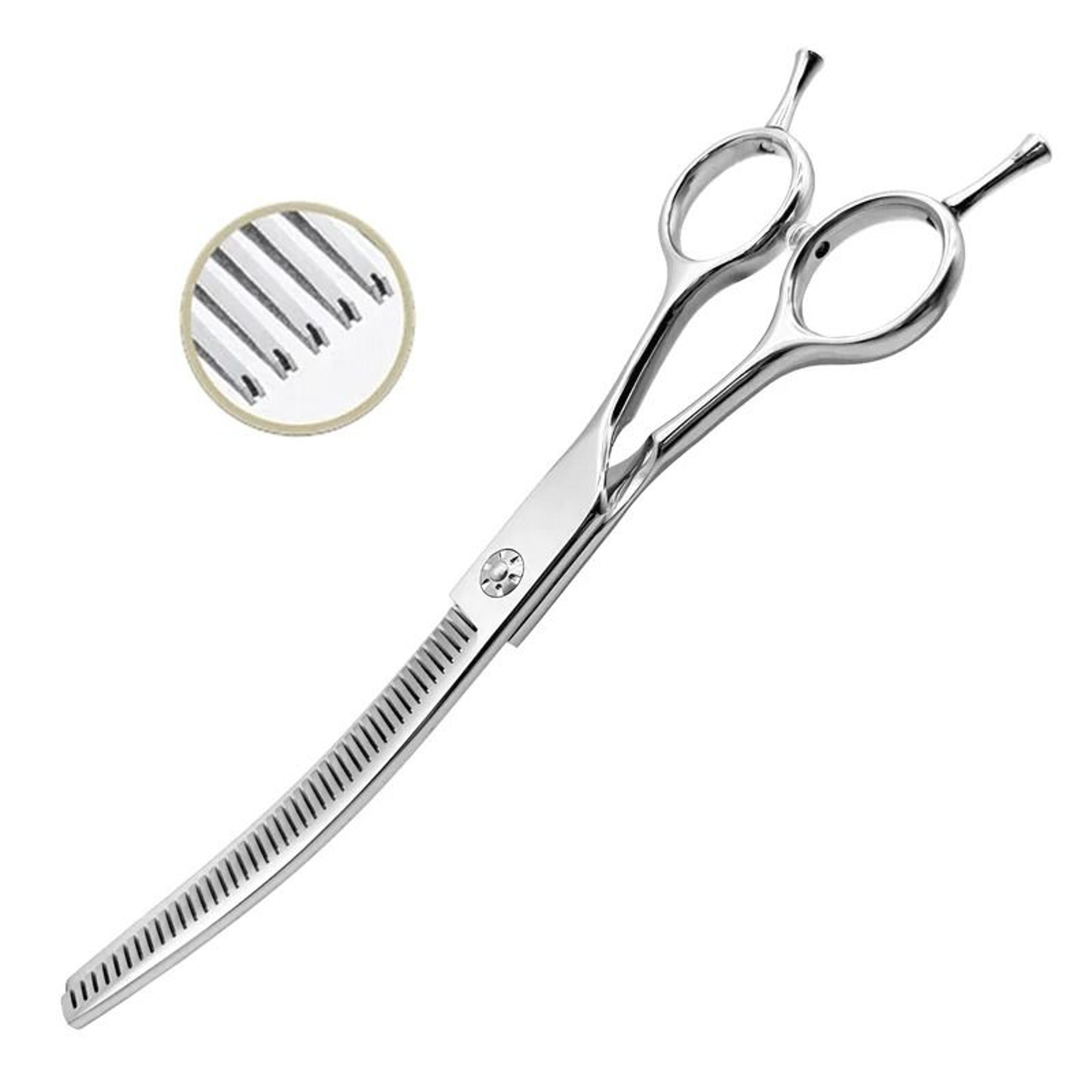 7Inch Precision Grooming Shears  Curved Chunking  Thinning Scissors For Dogs  Cats 5
