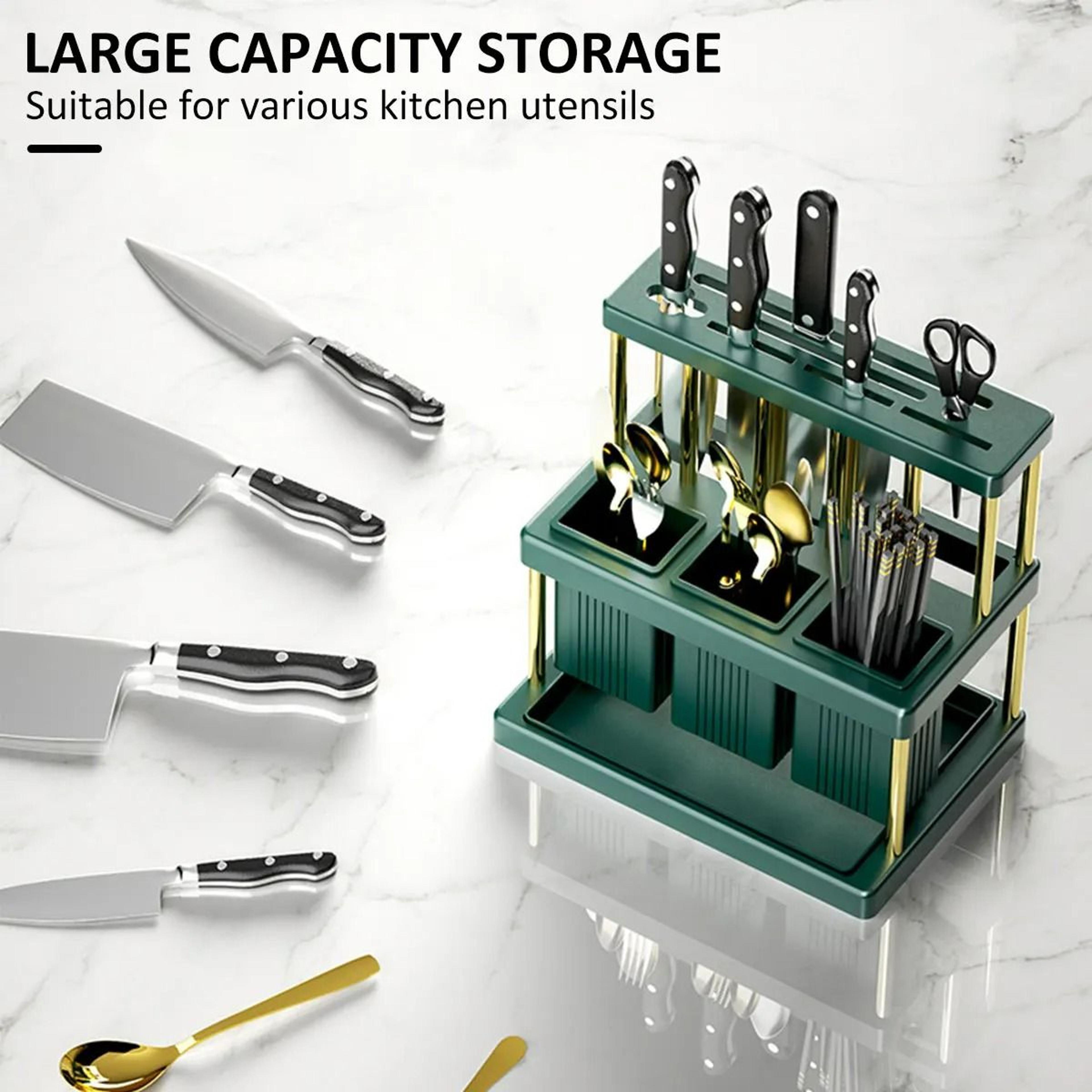 MultiFunction Kitchen Knife Holder And Cutlery Drainer Rack 1