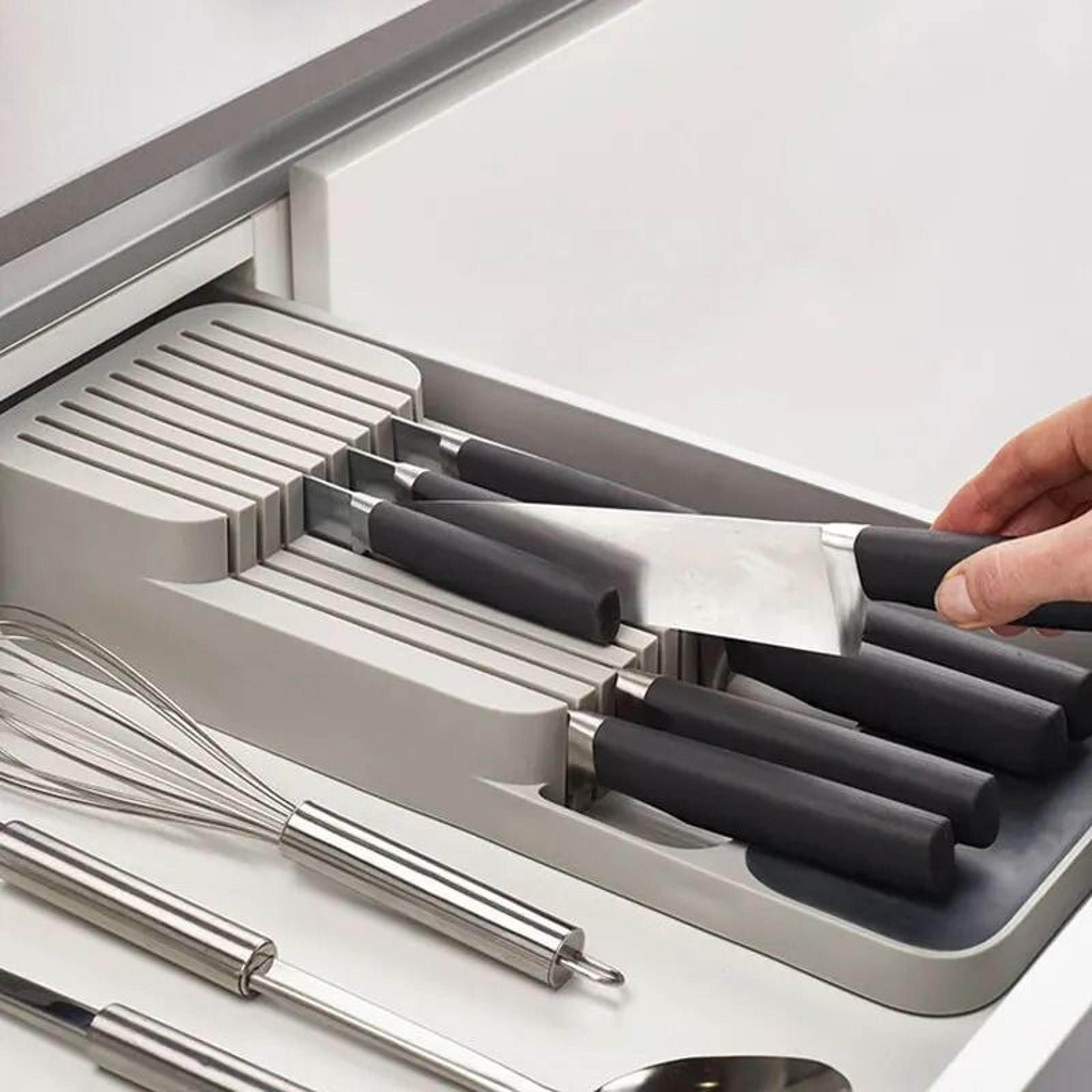 Kitchen Drawer Cutlery Storage Tray And Spice Bottle Knife Block Organizer 4