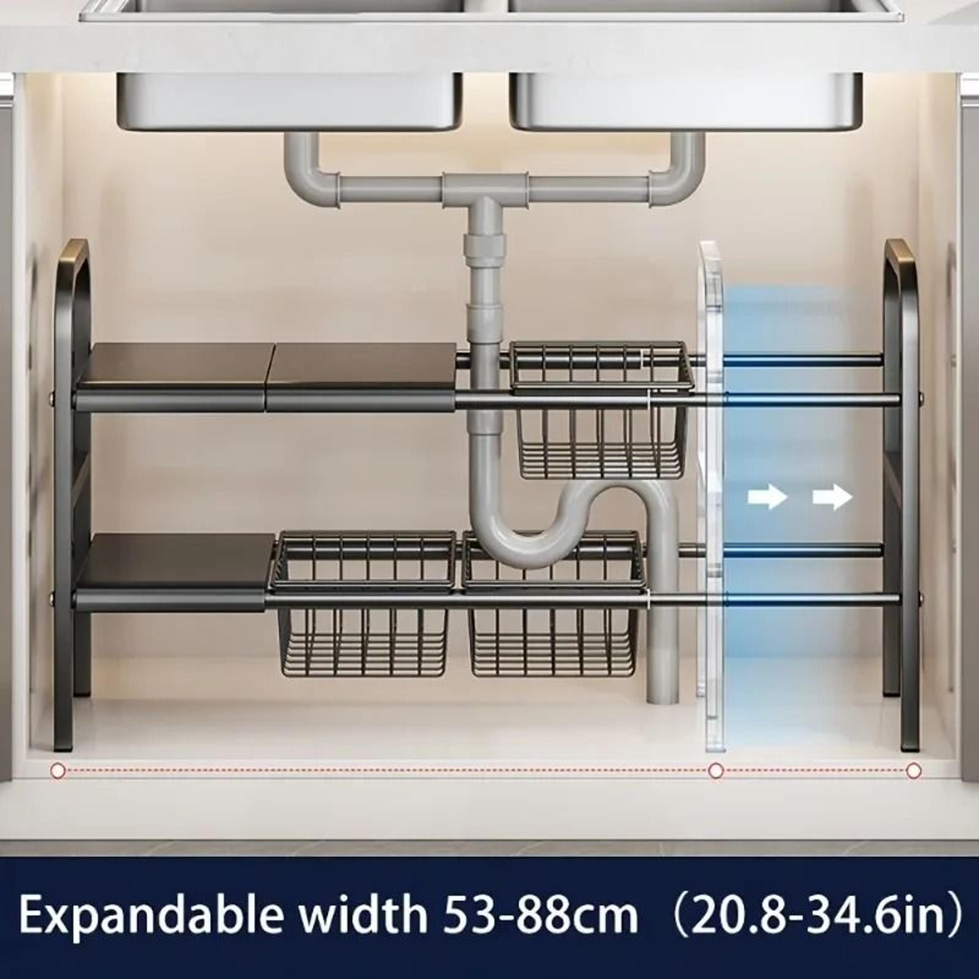 MultiUse Kitchen And UnderBathroomSink 2Tier Storage Rack 3