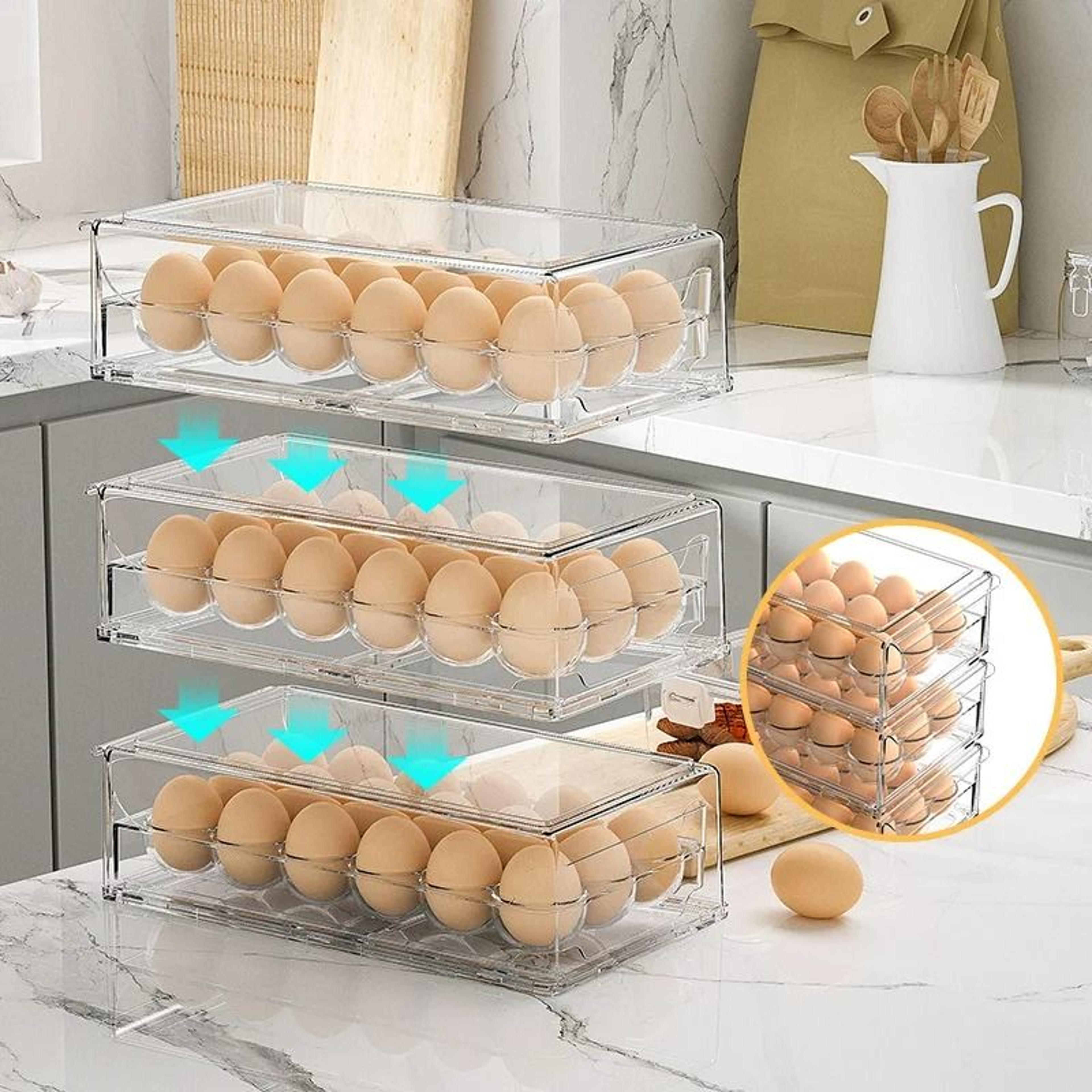 DrawerType Stackable Egg Box And FreshKeeping Fridge Organizer 2