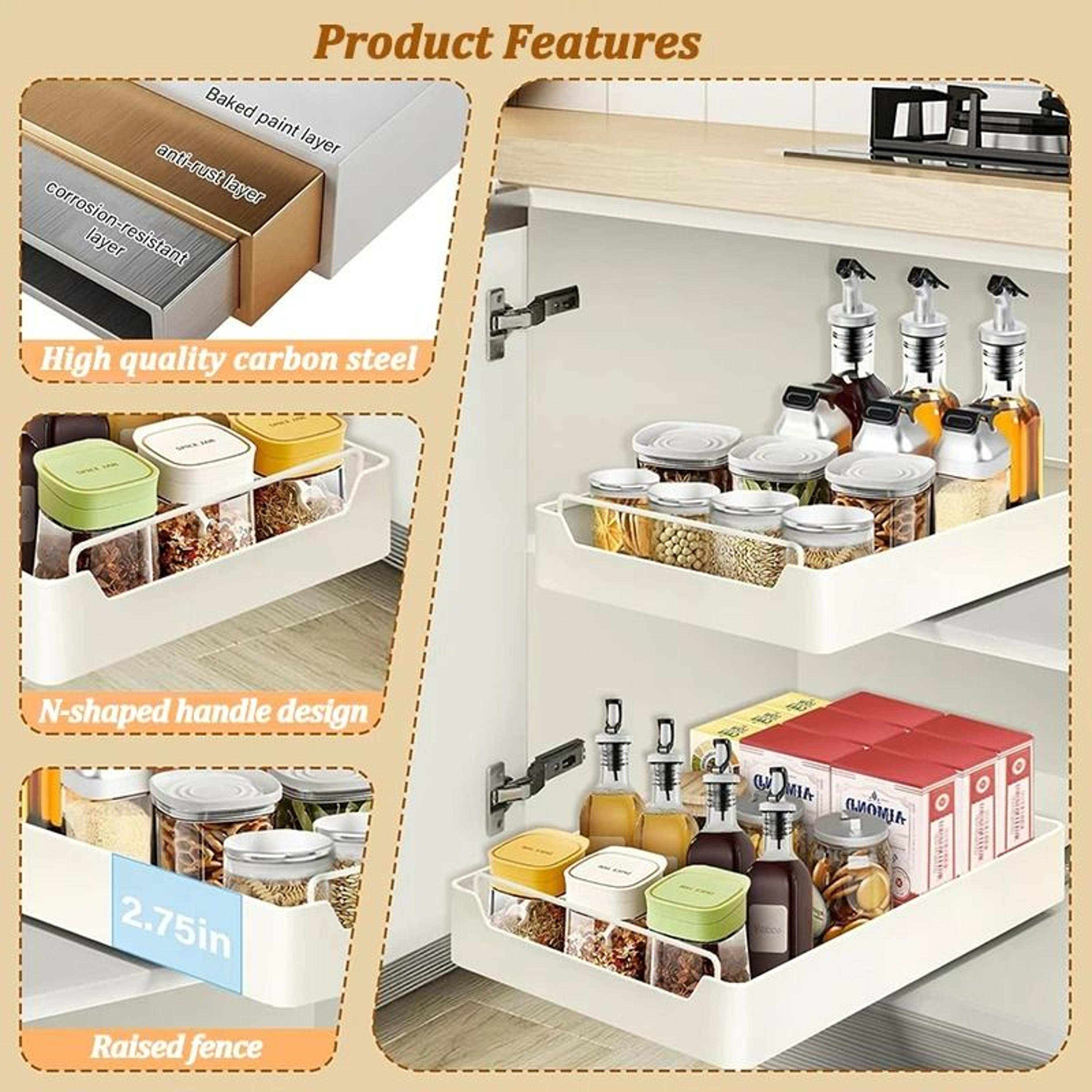 Pull Out Cabinet Organizer With Sliding Drawer Rail 3