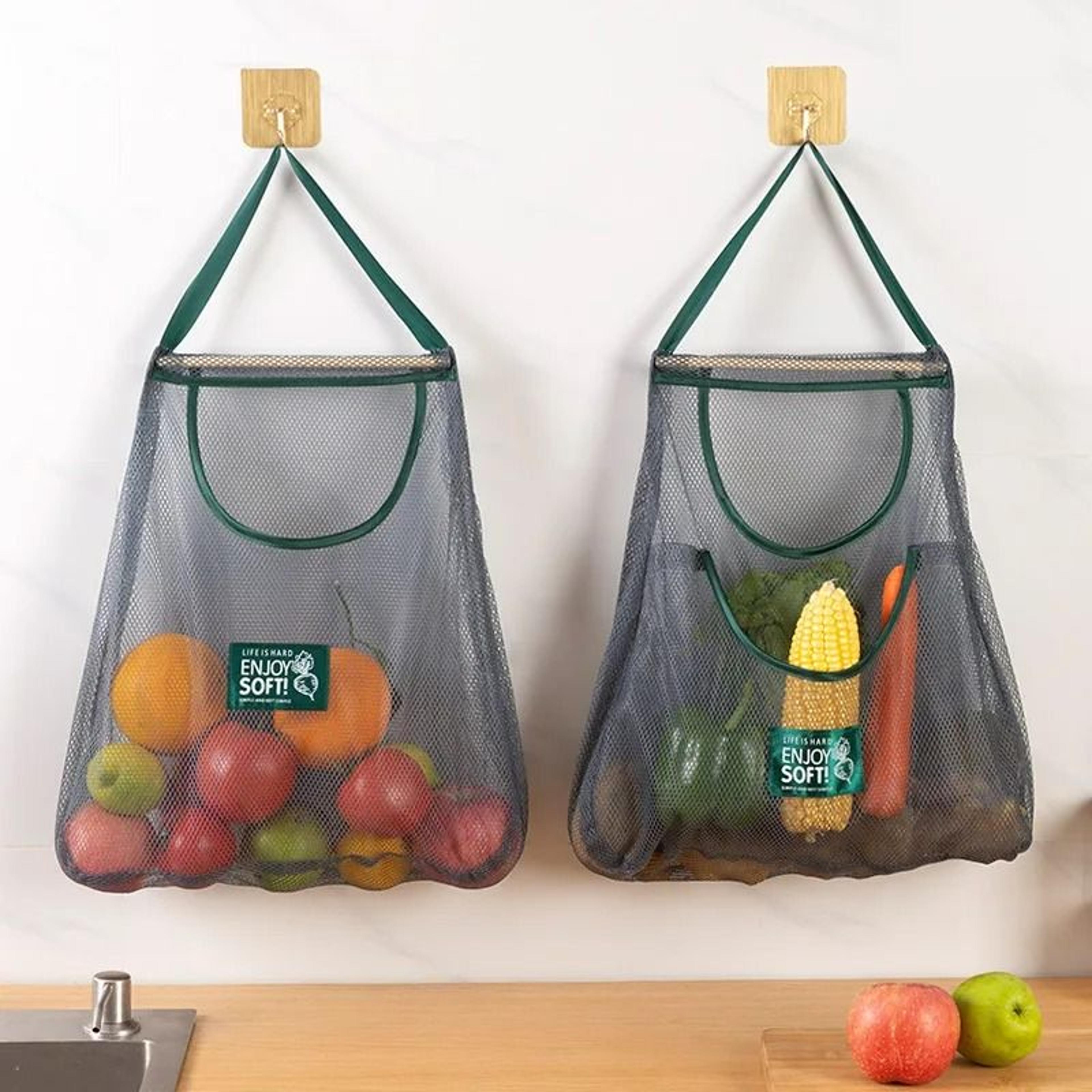 Portable Hanging Mesh Storage Bag  Breathable Fruit And Vegetable Net Pouches 2