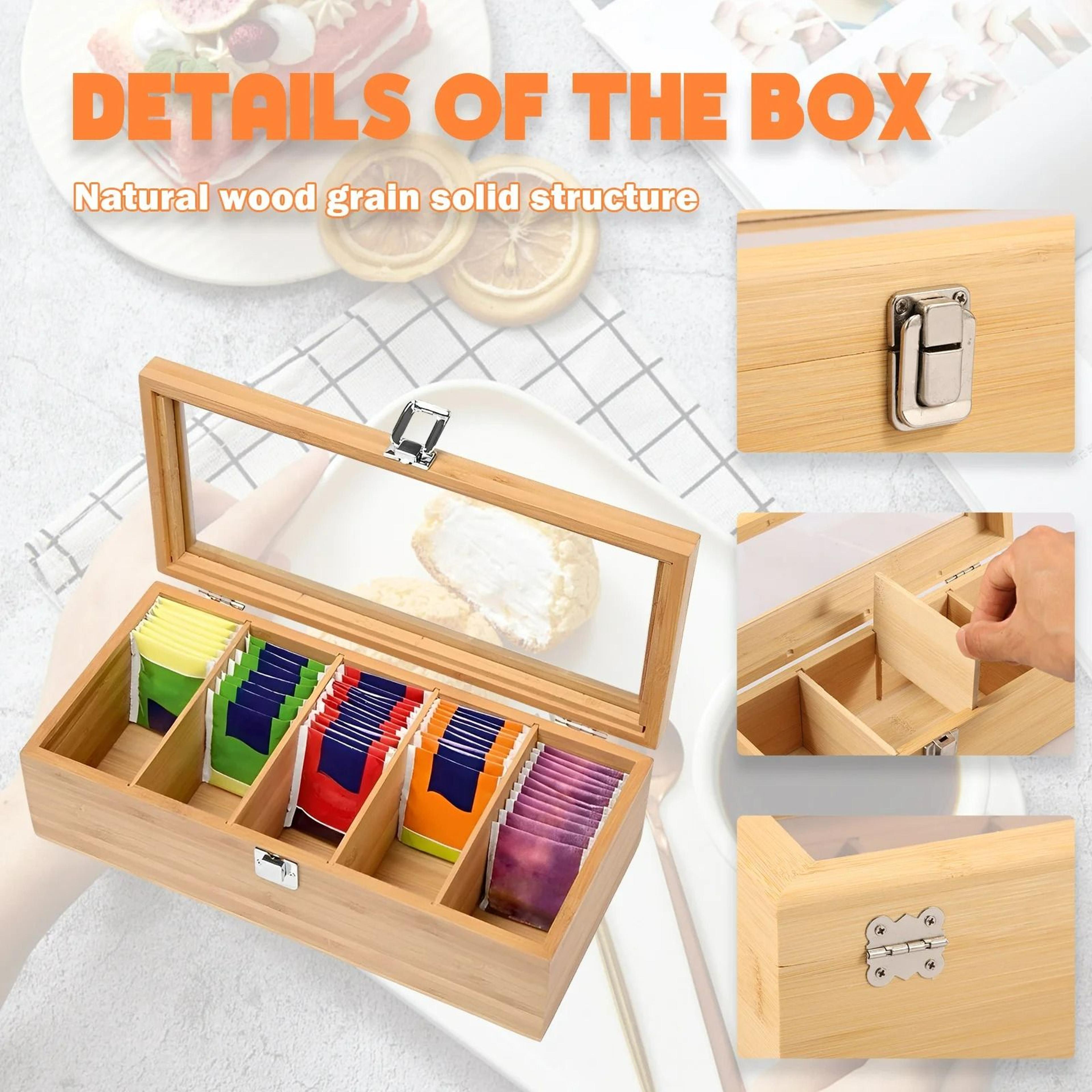 Bamboo Tea Bag Storage Box And Multipurpose Teabag Holder 3