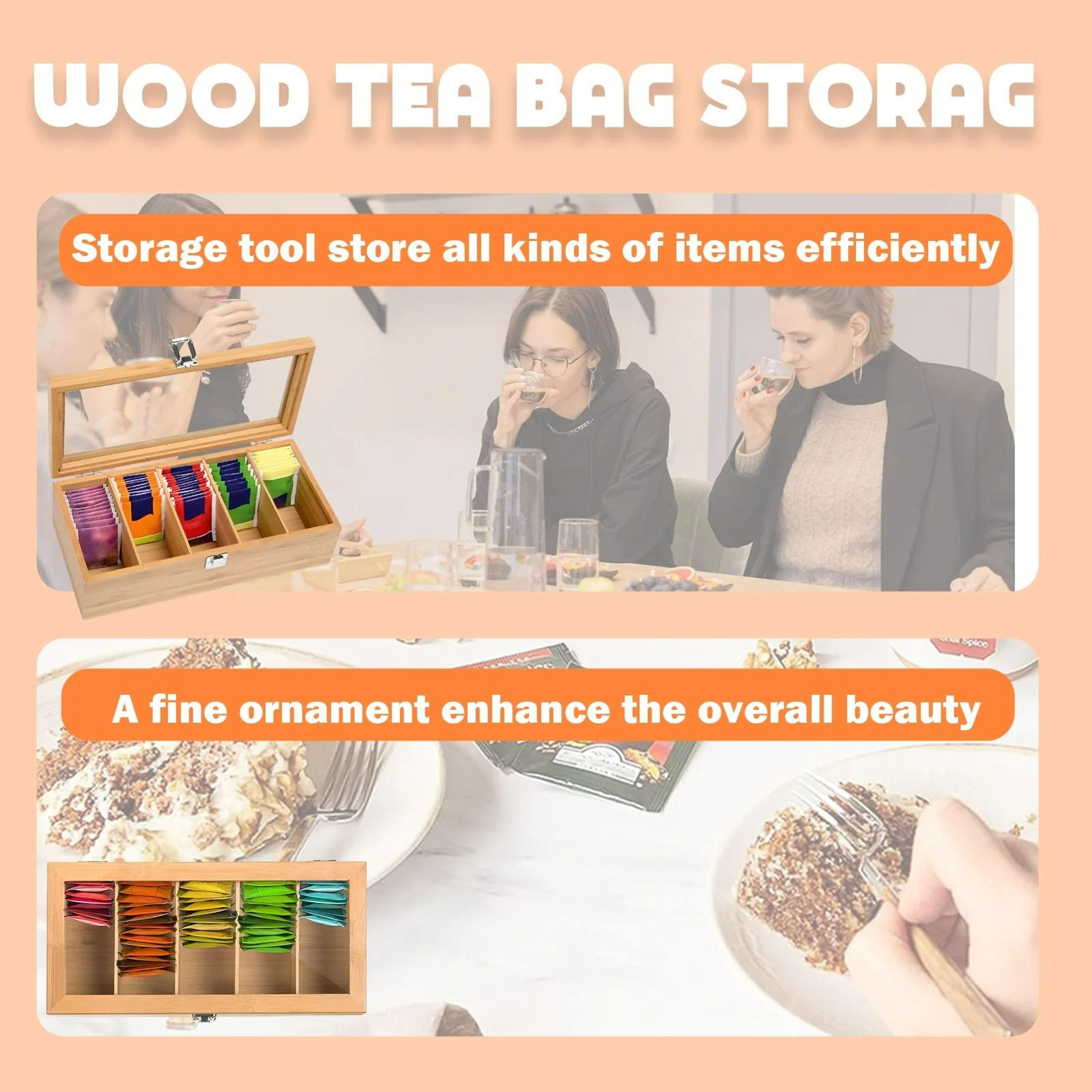 Bamboo Tea Bag Storage Box And Multipurpose Teabag Holder 4