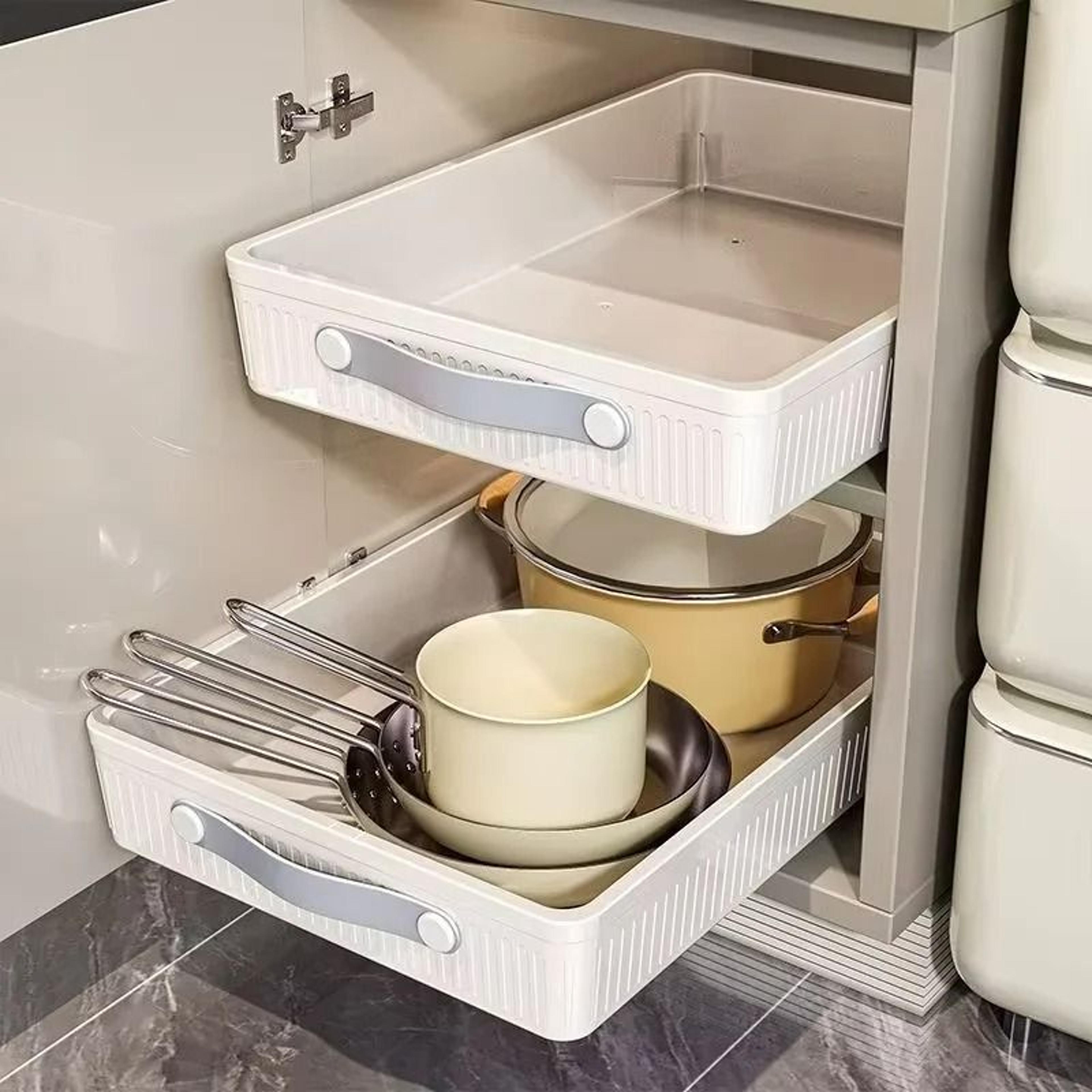 PullOut Cabinet Organizer Tray  SlideOut Kitchen Storage Shelf With Rails 3