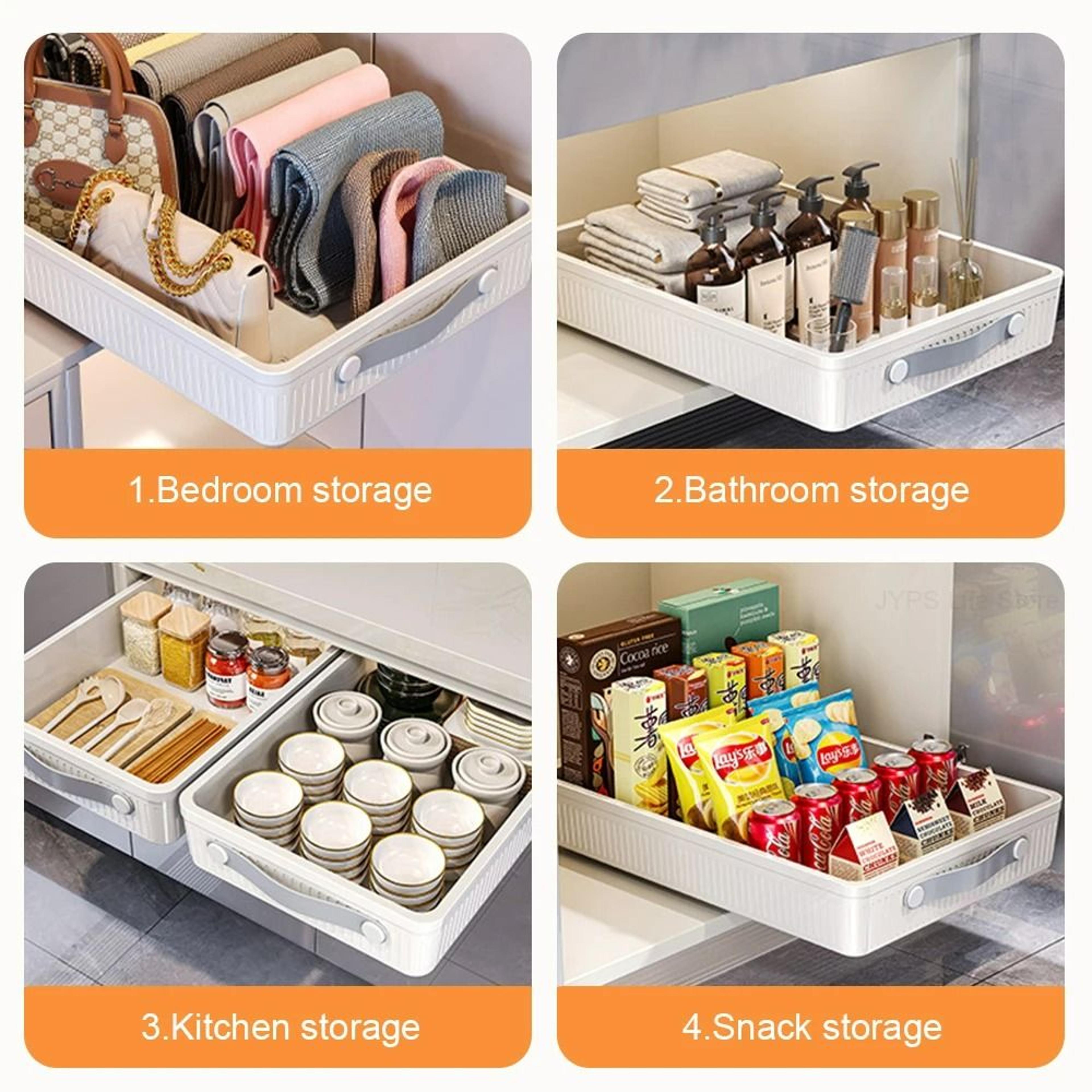 PullOut Cabinet Organizer Tray  SlideOut Kitchen Storage Shelf With Rails 6