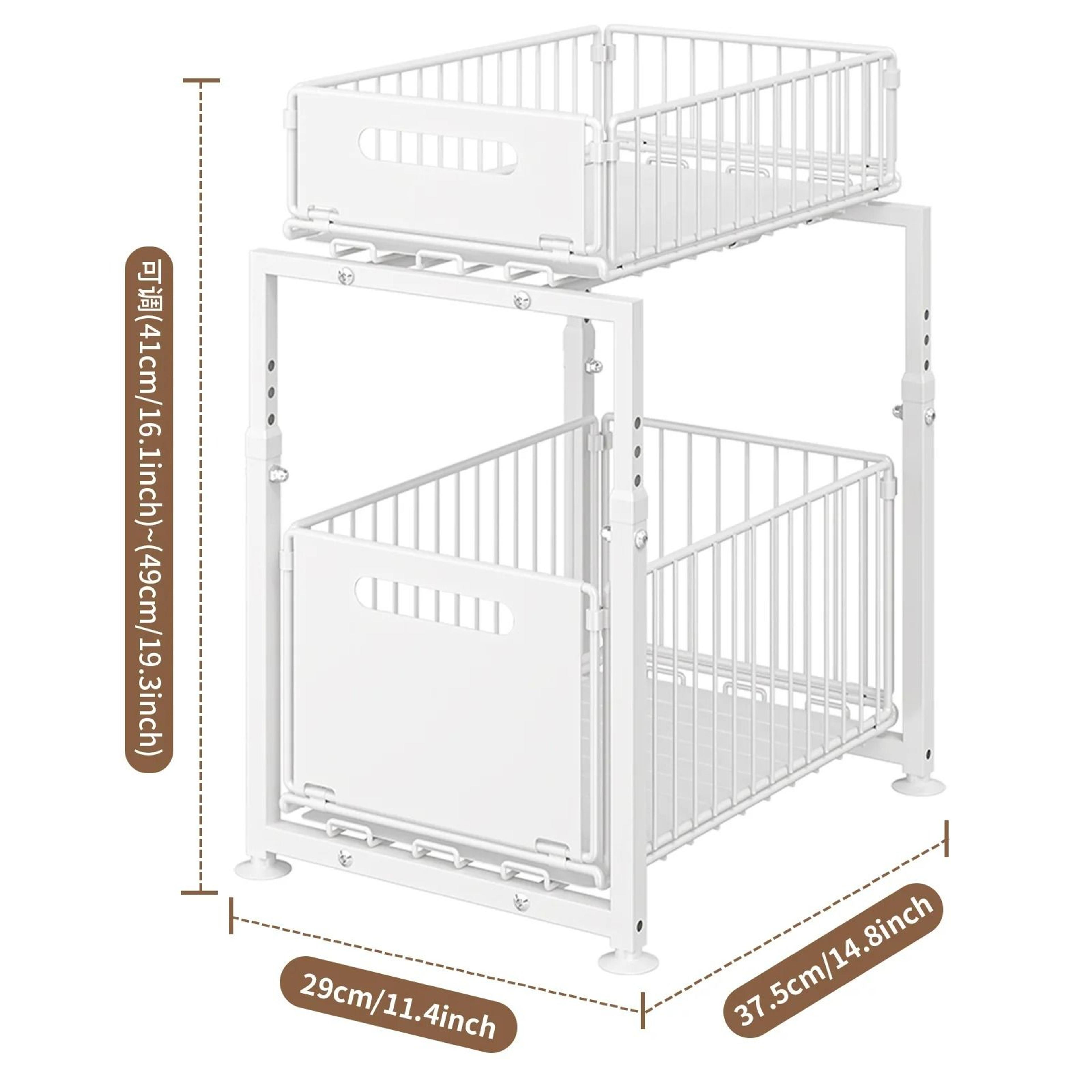 UnderSink Sliding Storage Rack  2Tier PullOut Cabinet Organizer Basket For Spices Snacks  Bathroom  6