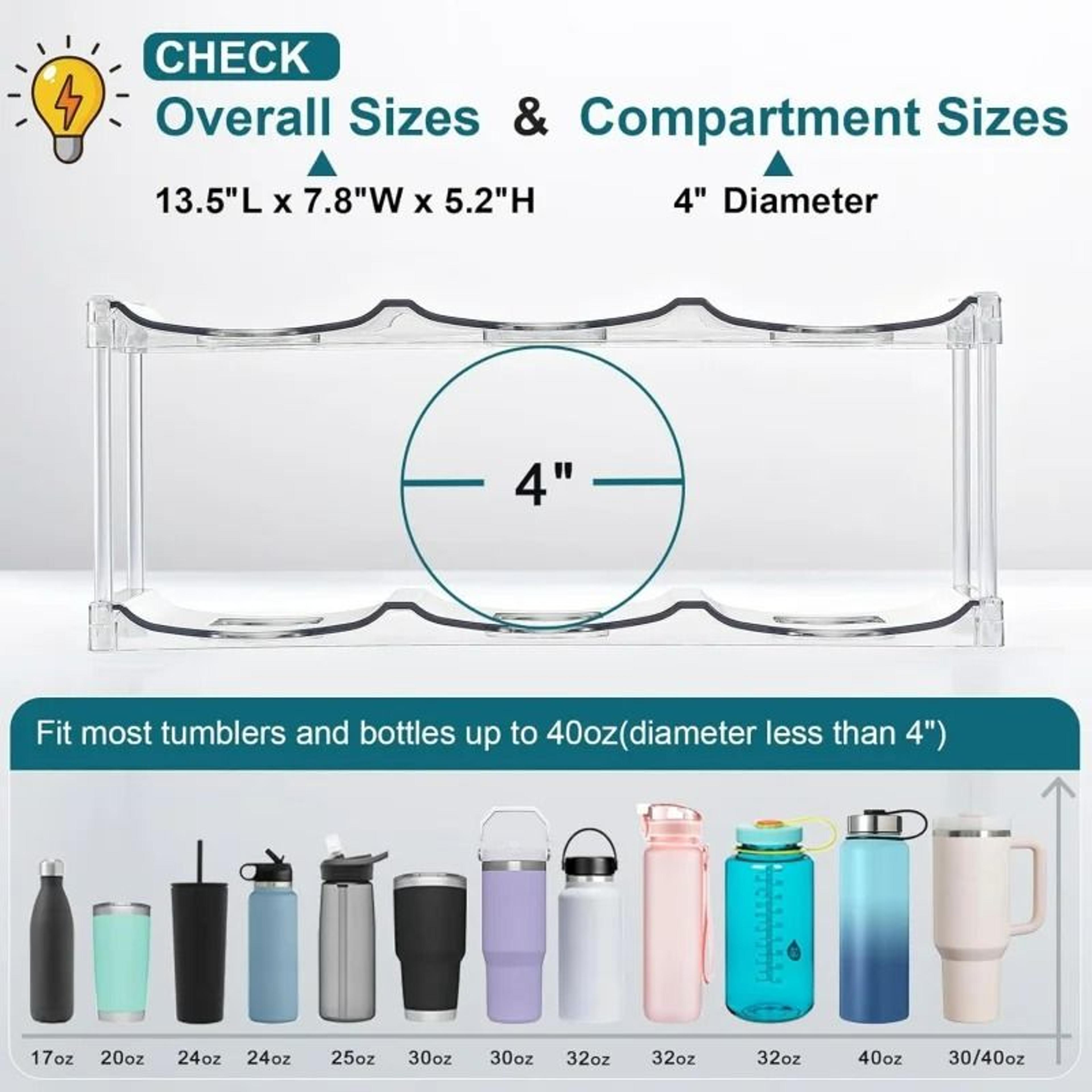 Stackable Clear Tumbler  WideDiameter Water Bottle Rack 4
