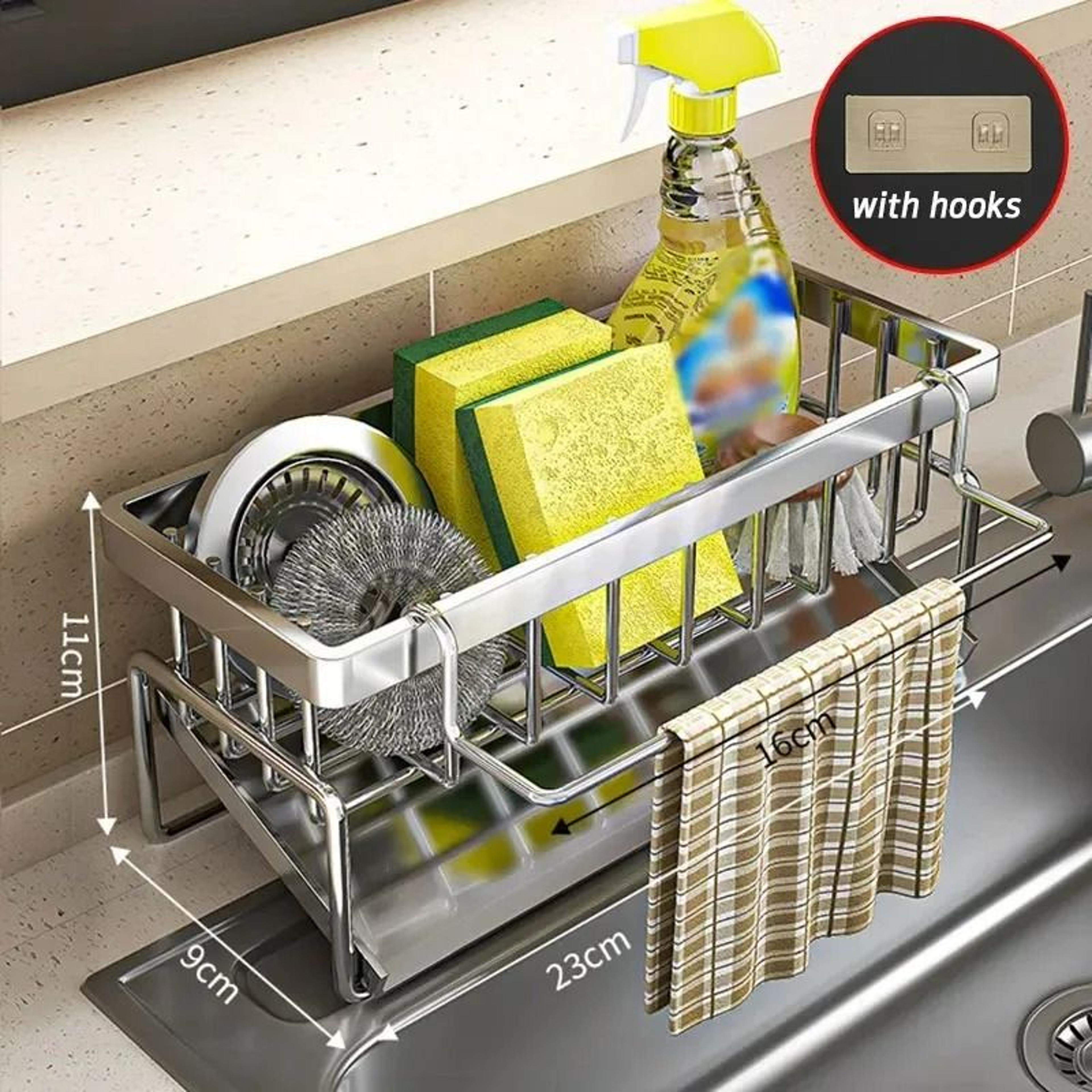 Stainless Steel Kitchen Sink Sponge Holder And Drainage Organizer 10