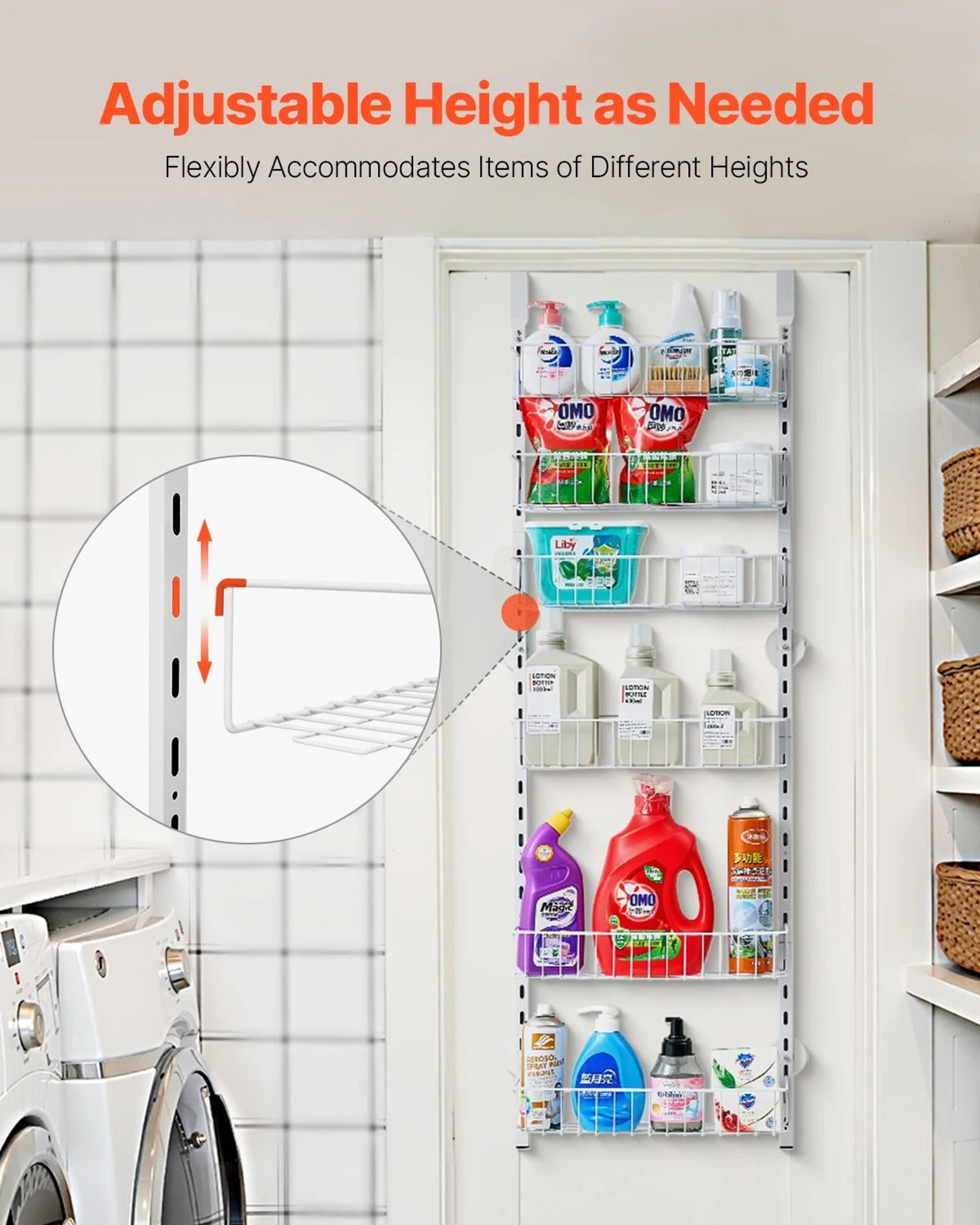 Adjustable Over The Door Pantry Organizer And Heavy Duty Steel Hanging Spice Rack 2