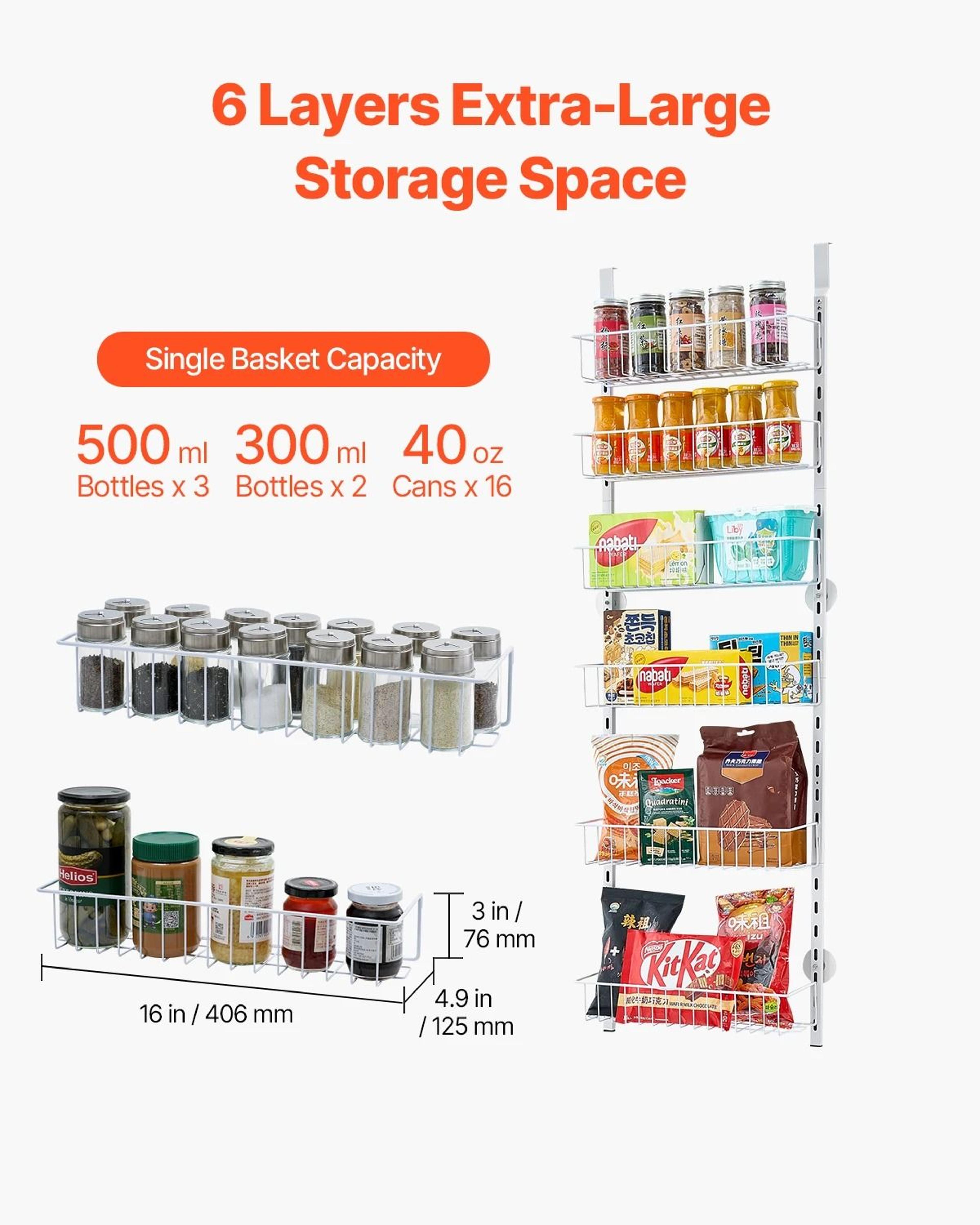 Adjustable Over The Door Pantry Organizer And Heavy Duty Steel Hanging Spice Rack 4