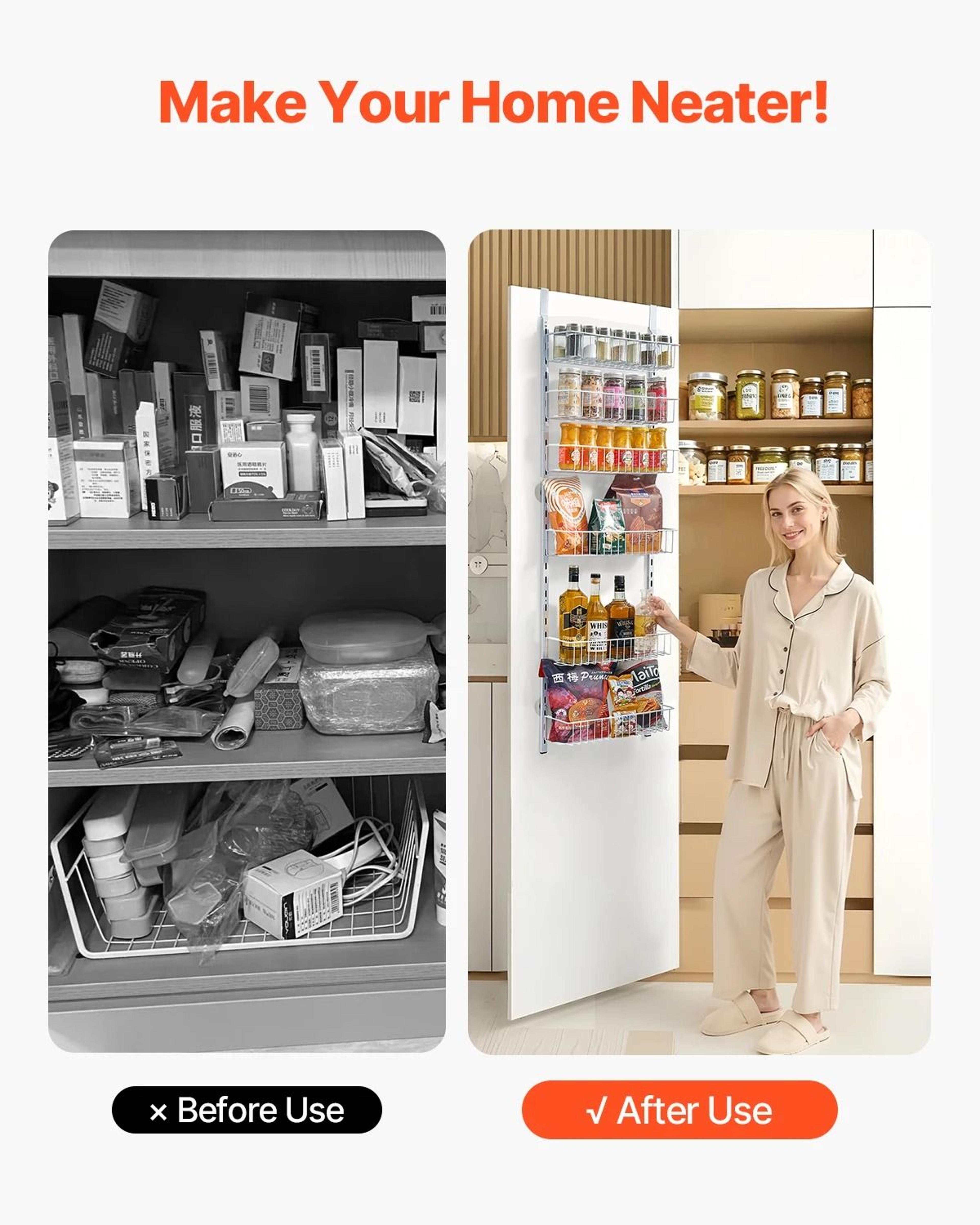 Adjustable Over The Door Pantry Organizer And Heavy Duty Steel Hanging Spice Rack 5