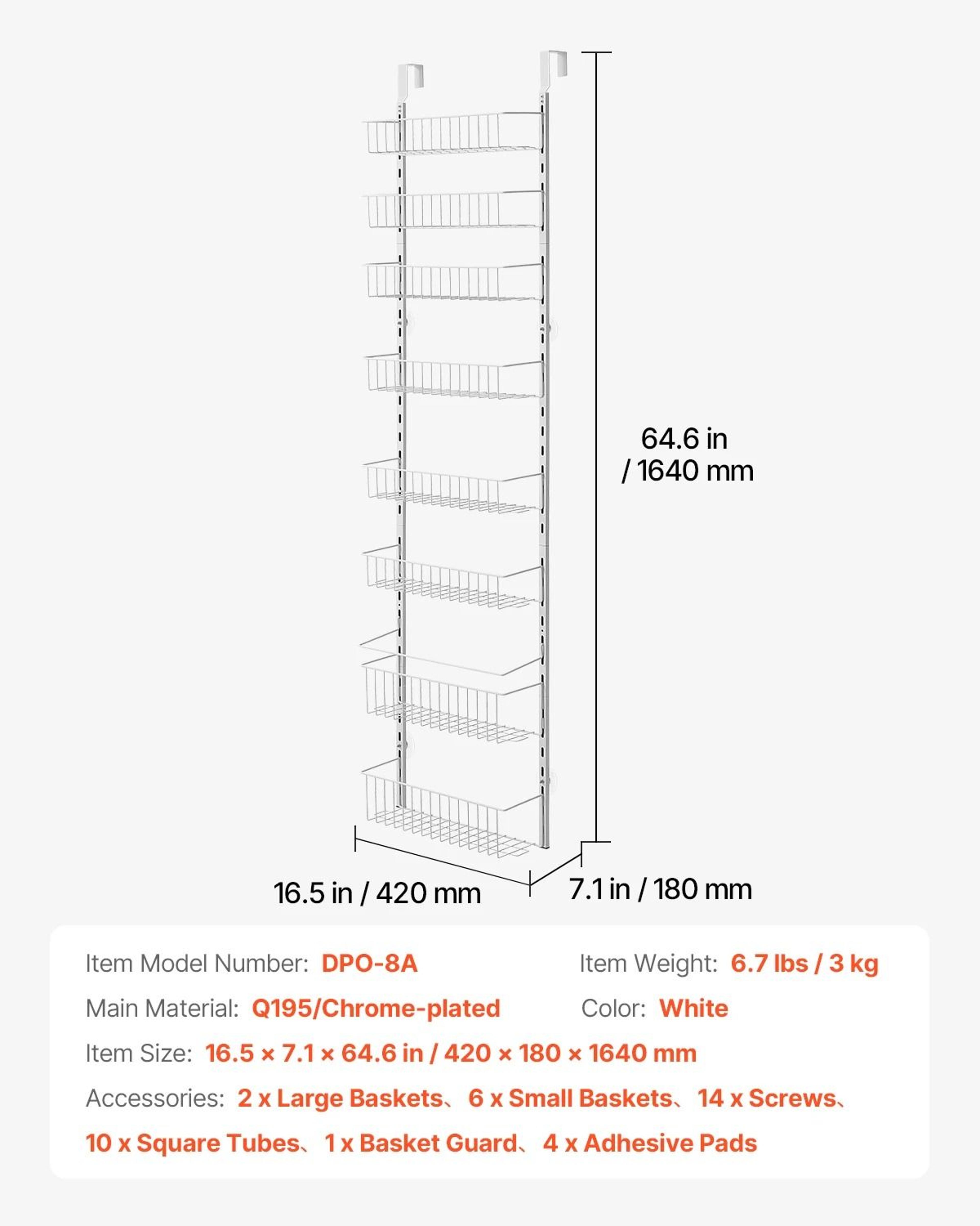 Adjustable Over The Door Pantry Organizer And Heavy Duty Steel Hanging Spice Rack 7