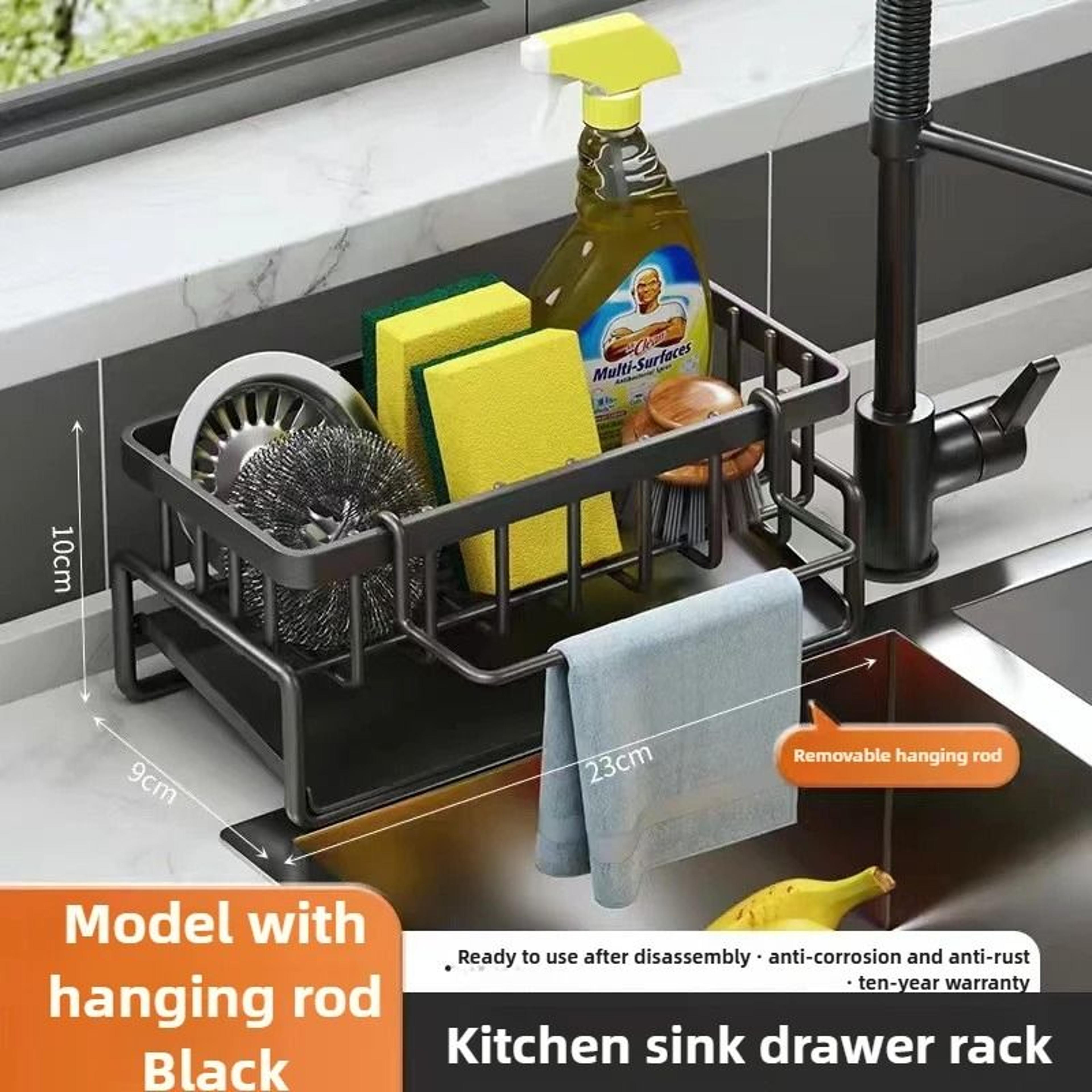 Kitchen Countertop Sponge Drain Rack And Multifunctional Dish Cloth Storage Organizer 10