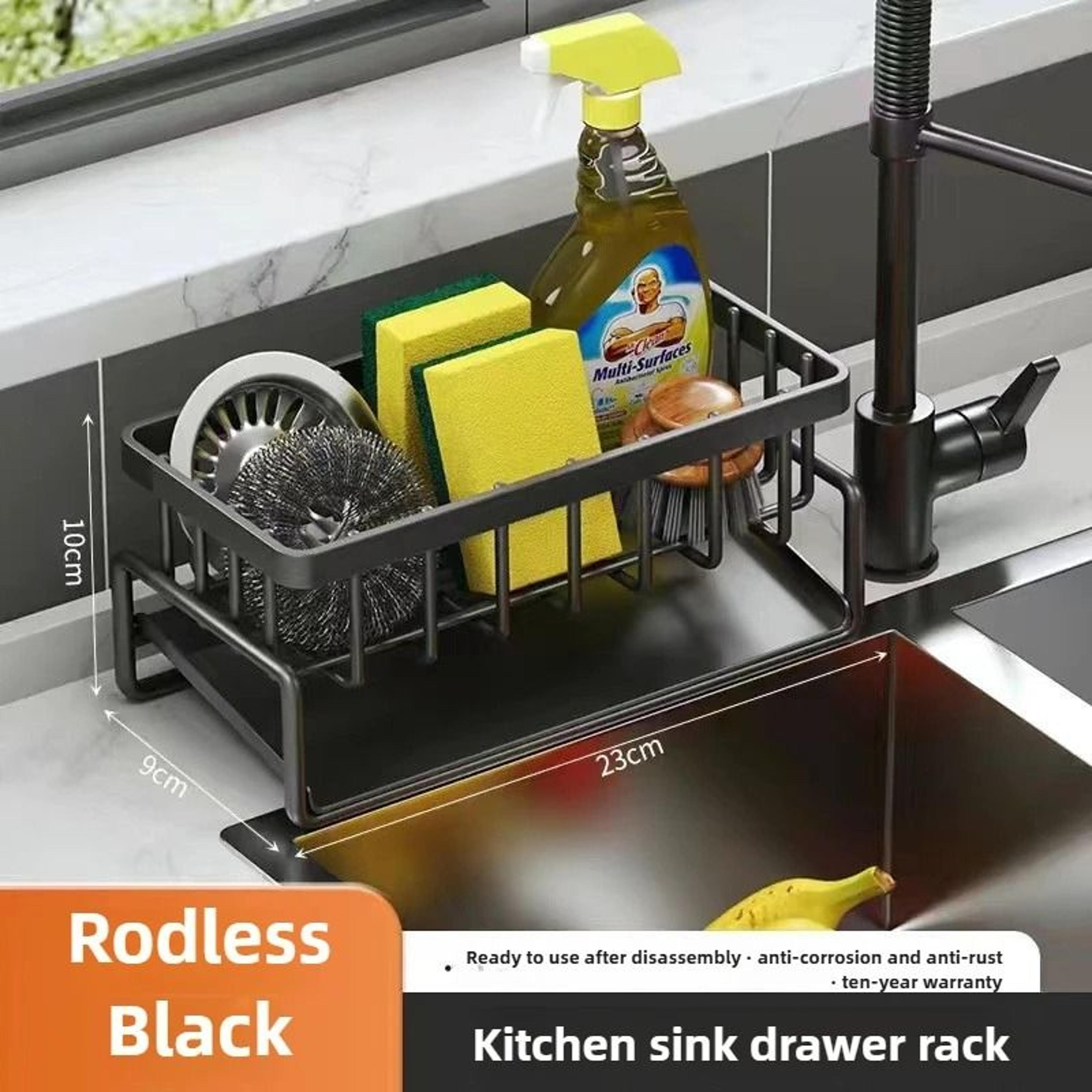 Kitchen Countertop Sponge Drain Rack And Multifunctional Dish Cloth Storage Organizer 8