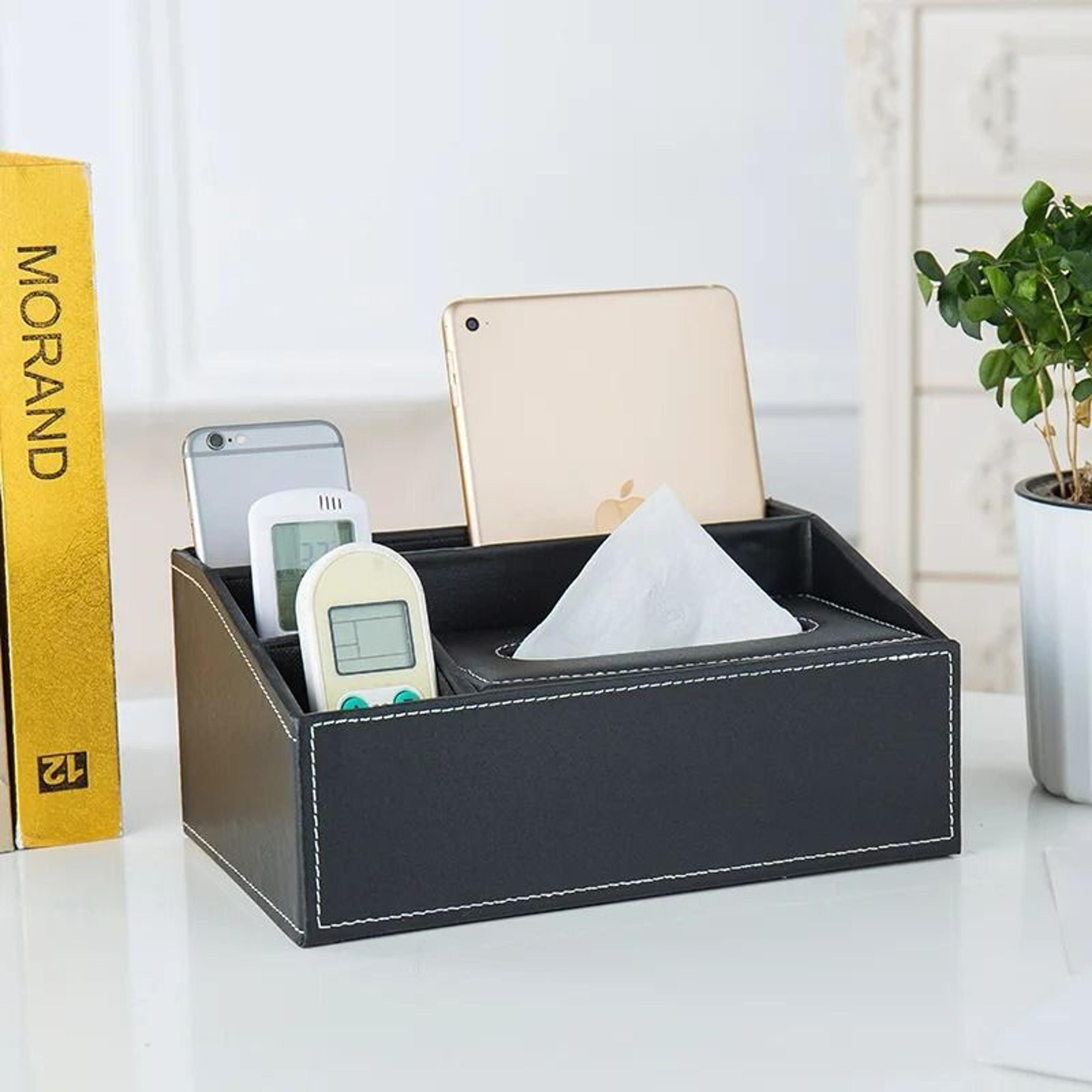 Multifunctional Tissue Box With BuiltIn Stationery And Remote Control Organizer 7