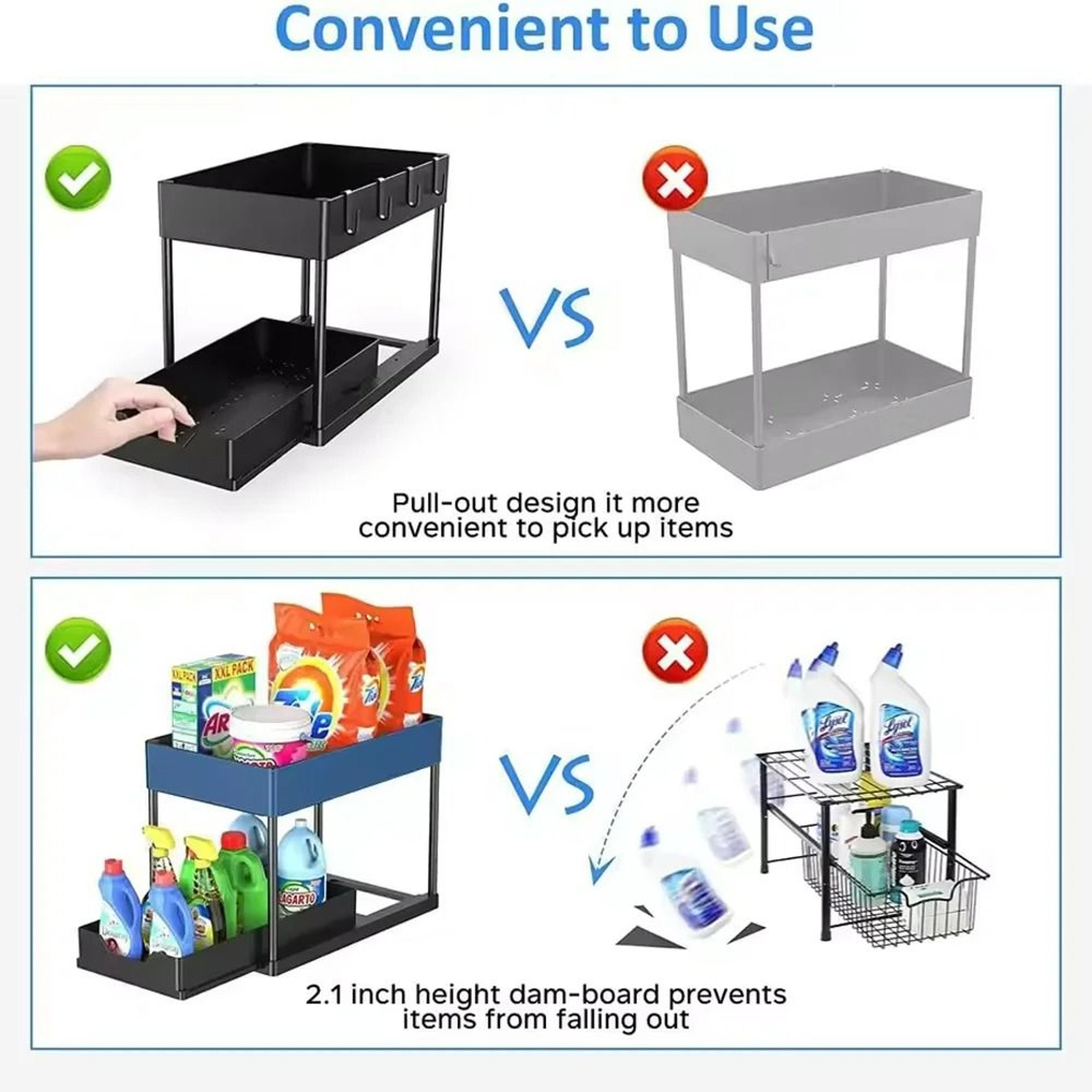 2Tier UnderSink SlideOut Cabinet Organizer And HeavyDuty Sliding Storage Basket Rack 2